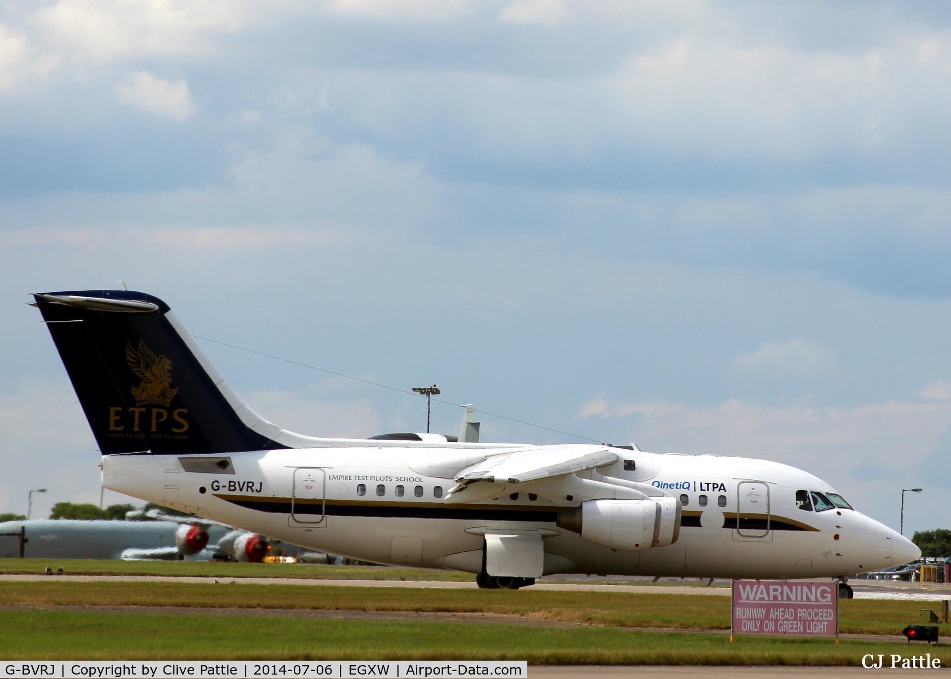 G-BVRJ, 1994 British Aerospace Avro 146-RJ70 C/N E1254, ETPS taxies for take-off on departure day following the 2014 airshow at RAF Waddington EGXW