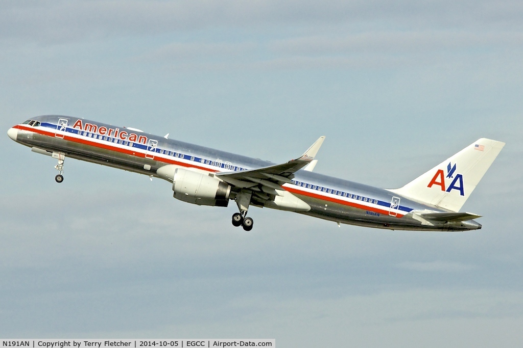 N191AN, 2001 Boeing 757-223 C/N 32385, 2001 Boeing 757-223, c/n: 32385 of American Airlines departing Manchester