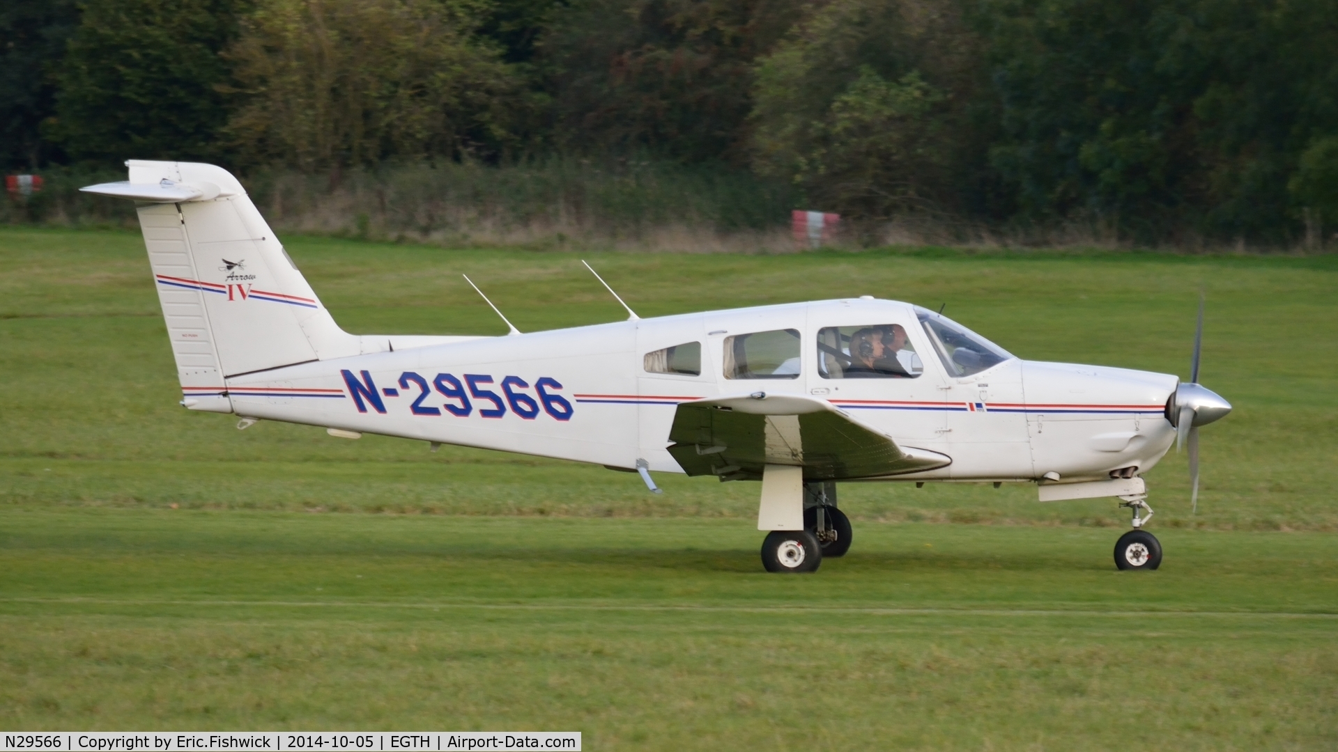 N29566, 1979 Piper PA-28RT-201 Arrow IV C/N 28R-7918146, 2. N29566 preparing to depart the rousing season finale Race Day Air Show at Shuttleworth, Oct. 2014.