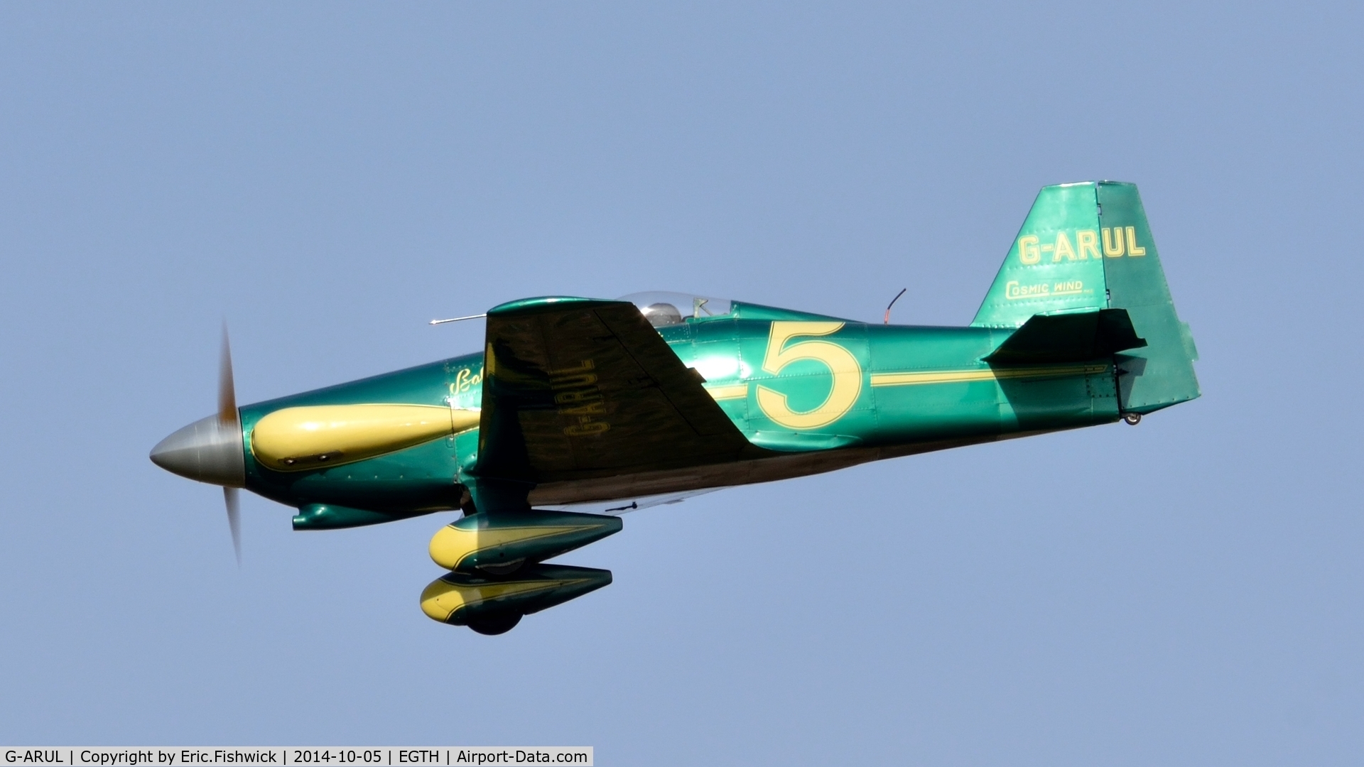 G-ARUL, 1973 LeVier Cosmic Wind C/N PFA 1511, 44. G-ARUL in display mode at the rousing season finale Race Day Air Show at Shuttleworth, Oct. 2014.