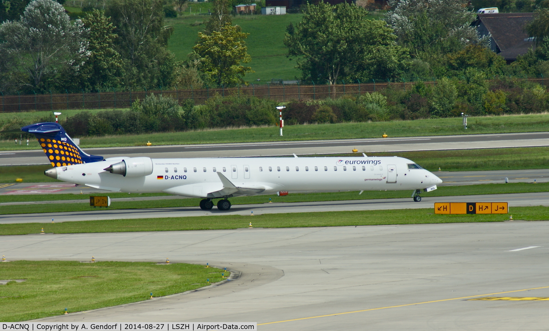 D-ACNQ, 2010 Bombardier CRJ-900LR (CL-600-2D24) C/N 15260, Eurowings (operated for Germanwings sticker), is here on taxiway 