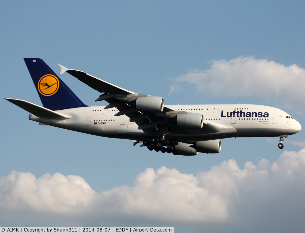 D-AIMK, 2013 Airbus A380-841 C/N 118, Landing rwy 25L