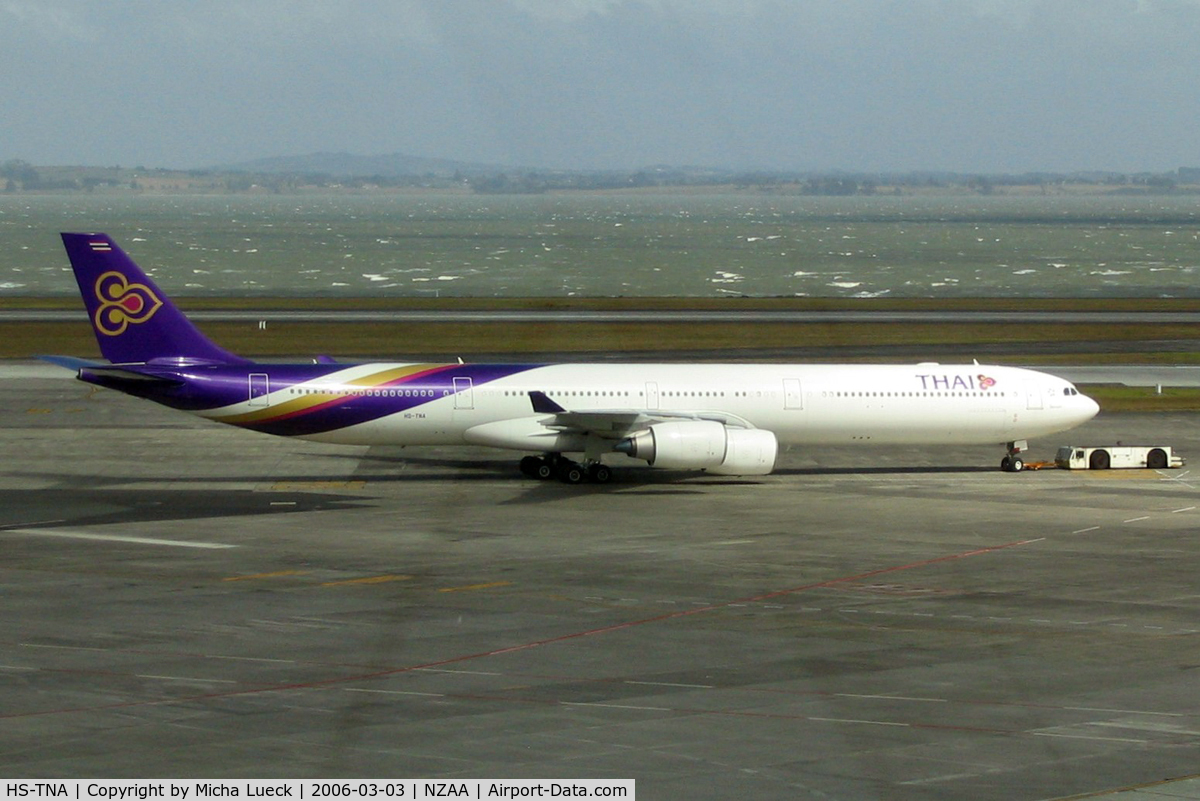 HS-TNA, 2005 Airbus A340-642 C/N 677, At Auckland