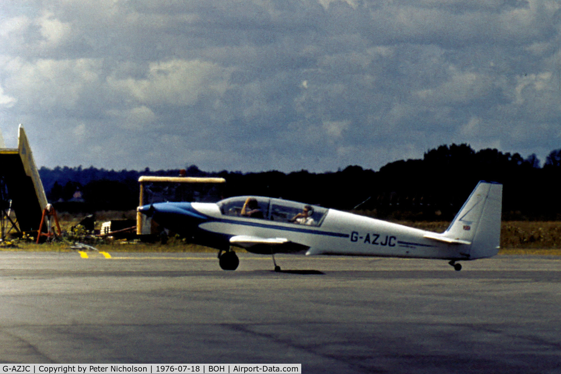 G-AZJC, 1972 Sportavia-Putzer RF-5 C/N 5108, Fournier RF-5 preparing for departure at Bournmouth Hurn in the Summer of 1976.
