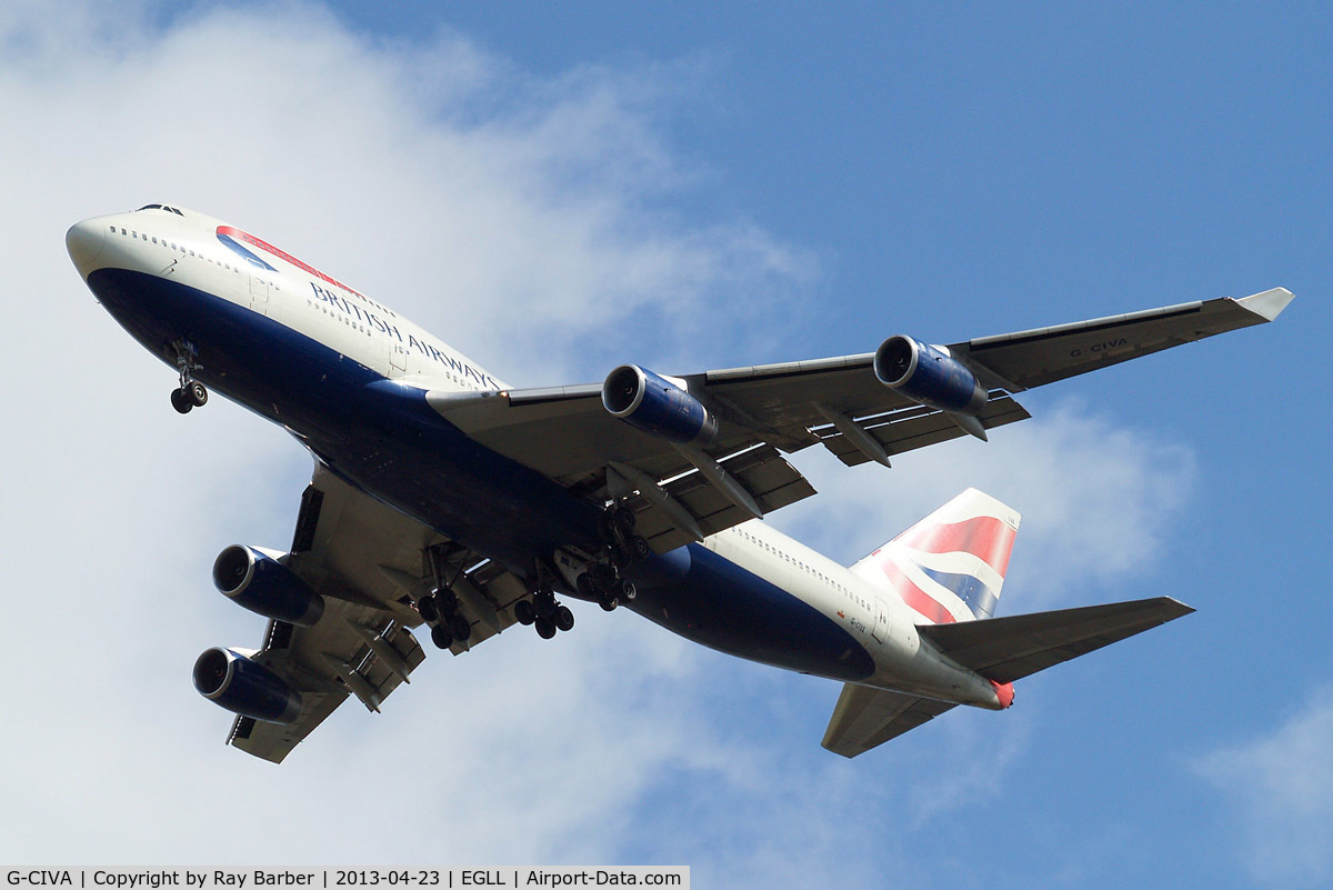 G-CIVA, 1993 Boeing 747-436 C/N 27092, Boeing 747-436 [27092] (British Airways) Home~G 23/04/2013. On approach 27R.