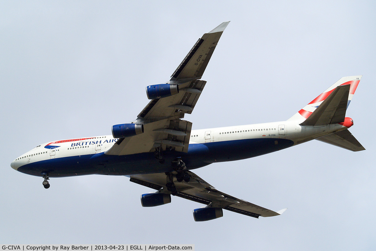 G-CIVA, 1993 Boeing 747-436 C/N 27092, Boeing 747-436 [27092] (British Airways) Home~G 23/04/2013. On approach 27R.