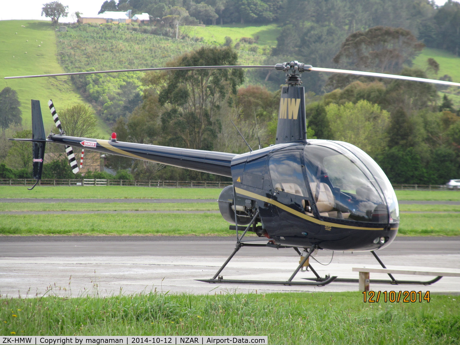 ZK-HMW, Robinson R22 Beta C/N 2555, On pad at Ardmore - HJR about to land