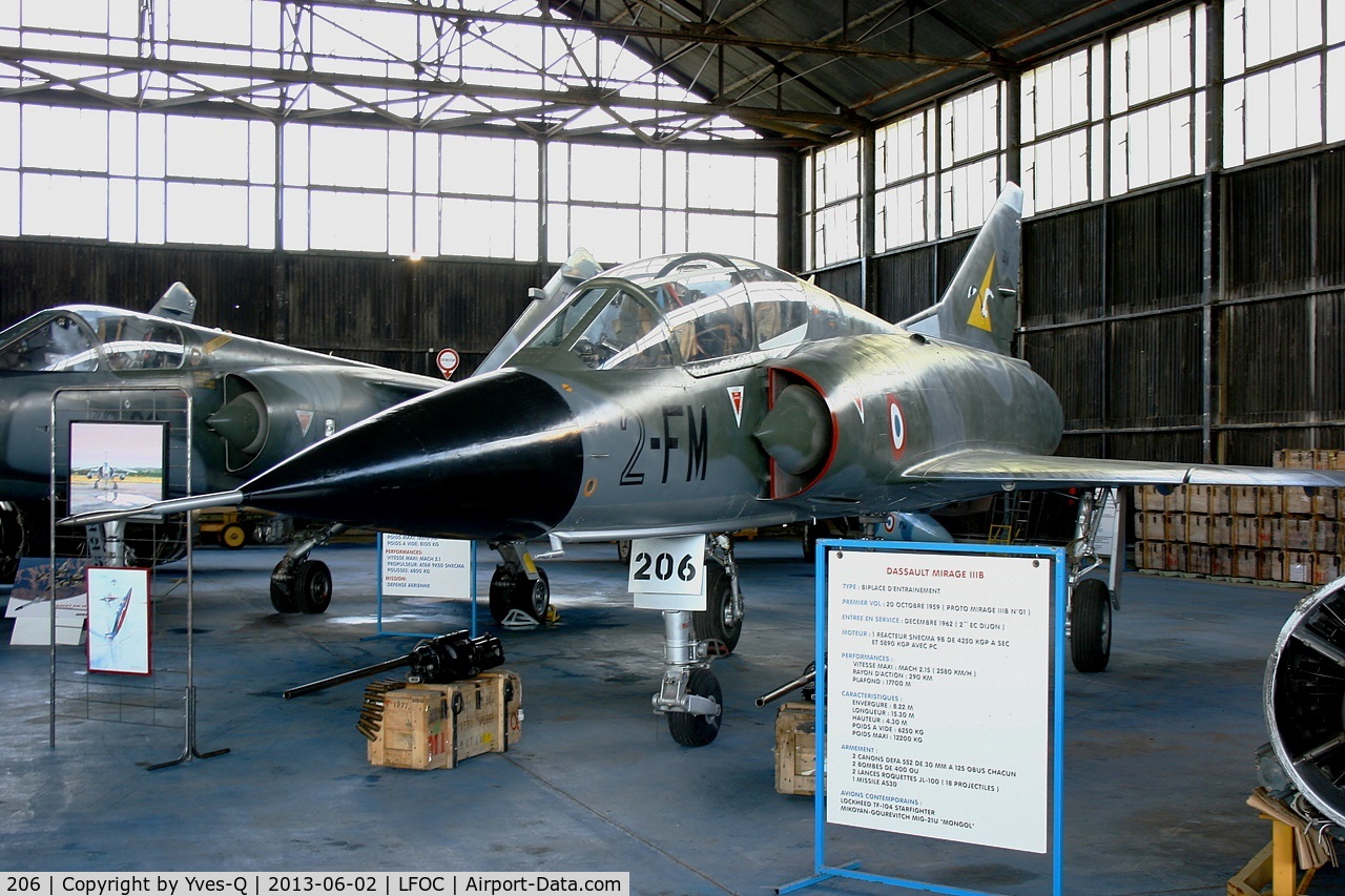206, Dassault Mirage IIIB C/N 206, Dassault Mirage III B, Canopée Museum Châteaudun Air Base 279 (LFOC)