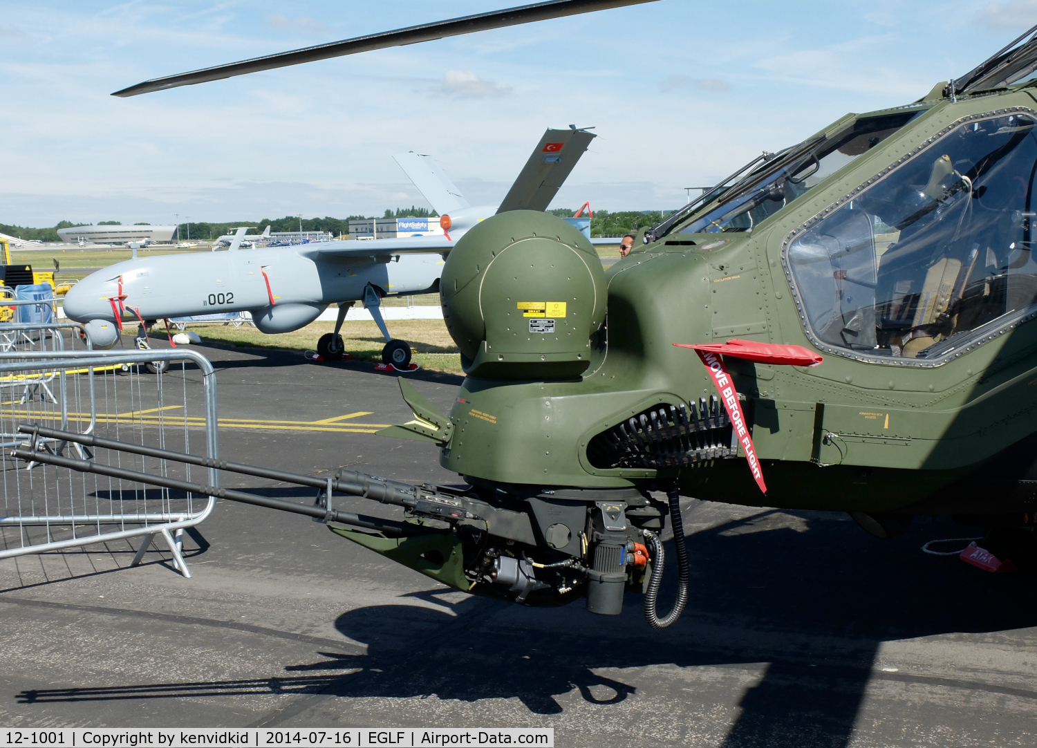 12-1001, AgustaWestland (TUSAS) T-129A ATAK C/N Not found 12-1001, Close up of the mini gun.