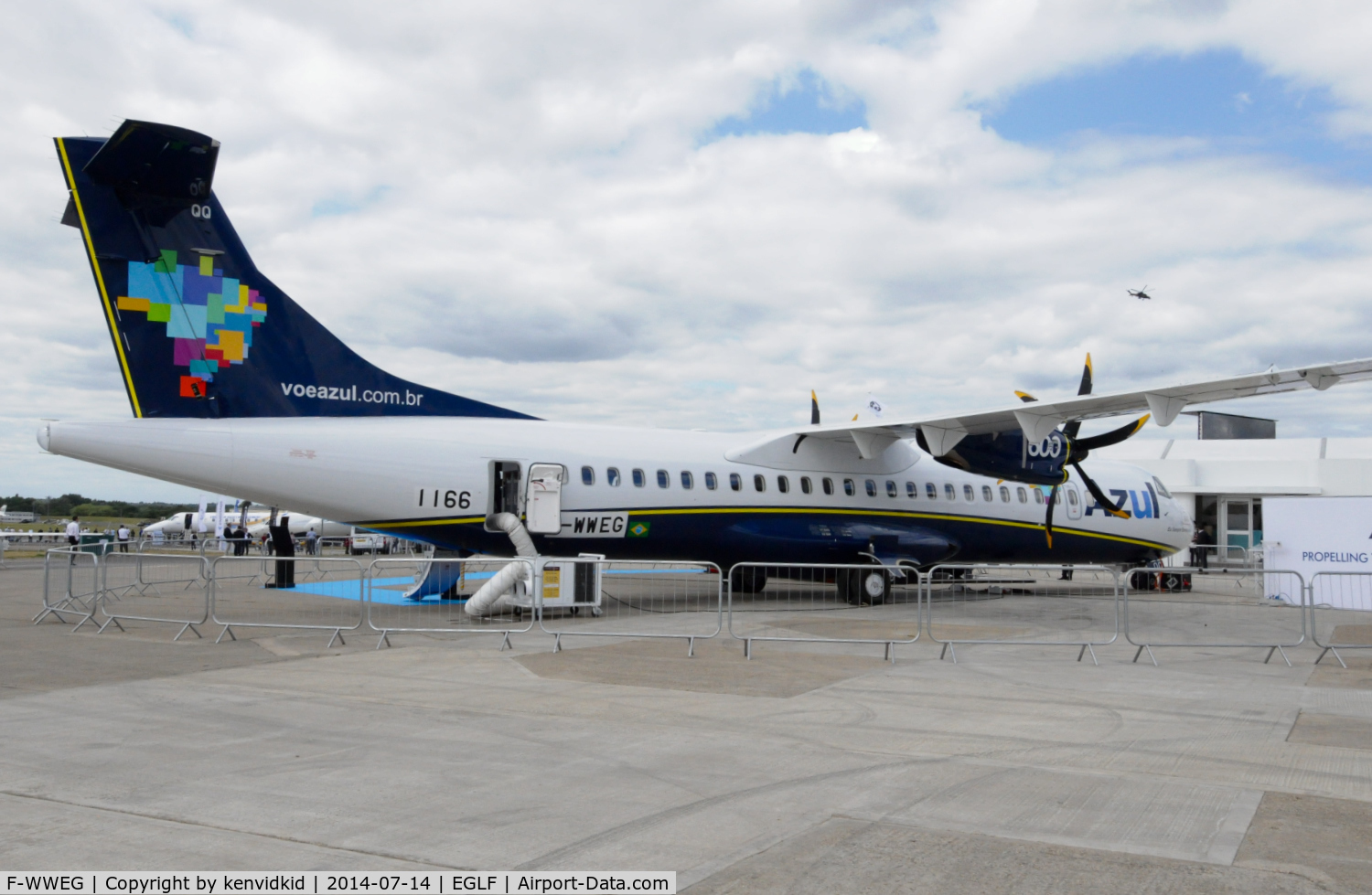 F-WWEG, 2014 ATR 72-600 C/N 1166, On static display at FIA 2014, became PR-AQQ.