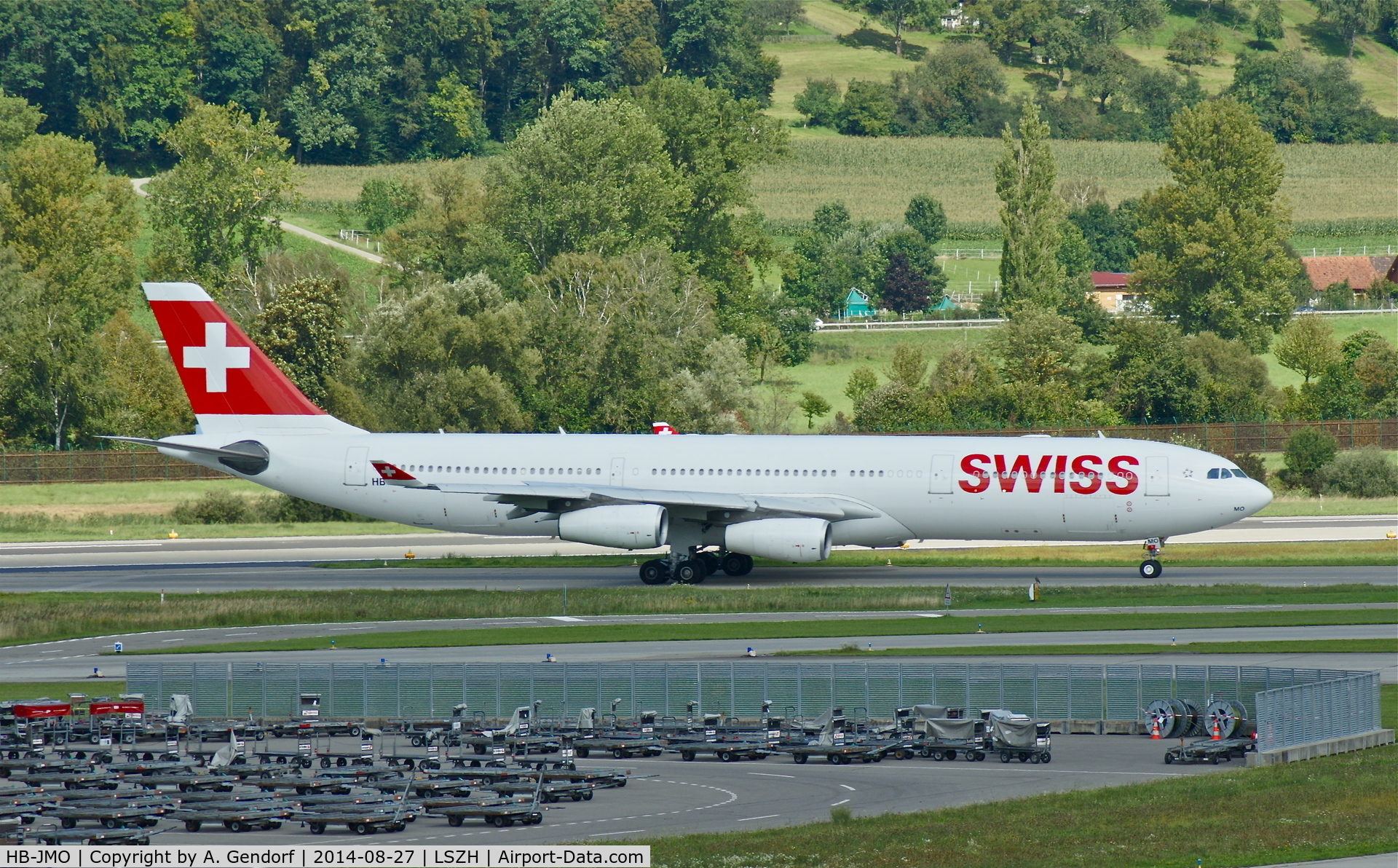 HB-JMO, 1997 Airbus A340-313 C/N 179, Swiss, is here taxiing at Zürich-Kloten(LSZH)