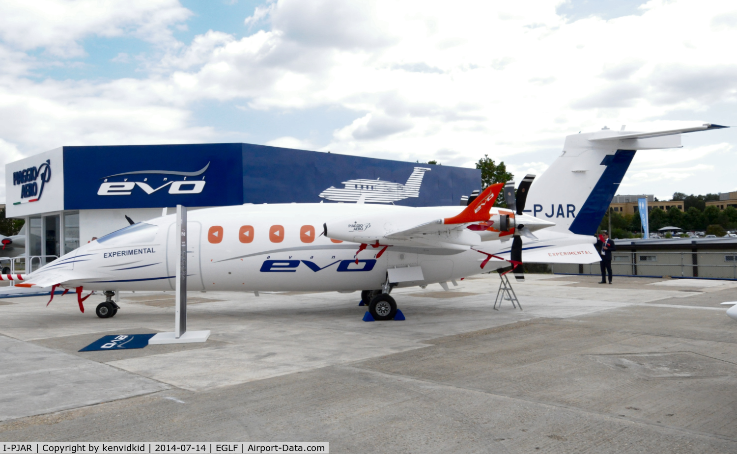 I-PJAR, 1987 Piaggio P-180 Avanti II C/N 1002, On static display at FIA 2014, originally flown 1987, has been extensively modified for the UAV programme.
