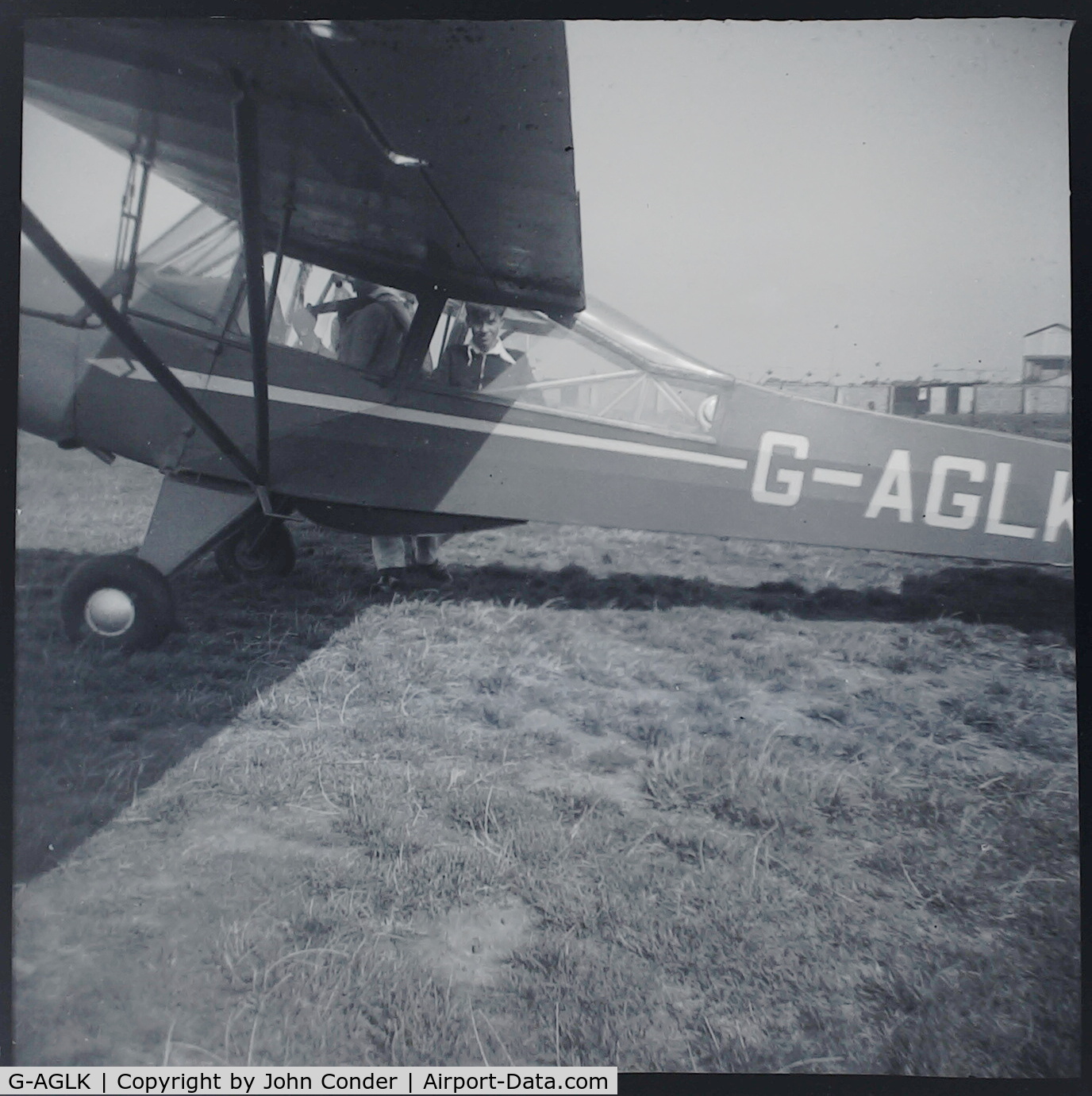 G-AGLK, 1944 Taylorcraft J Auster 5 C/N 1137, From the archive of the Conder family of Milton, Cambridgeshire and found in a stack of negatives we were loaned to digitize for the village. I suspect it's local, but there's lots of potential grass strips locally so I can't confirm where it was taken.