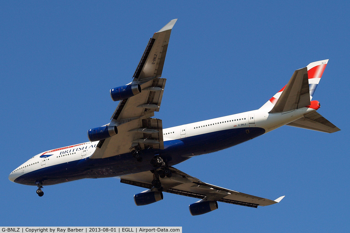 G-BNLZ, 1993 Boeing 747-436 C/N 27091, Boeing 747-436 [27091] (British Airways) Home~G 01/08/2013. On approach 27R.