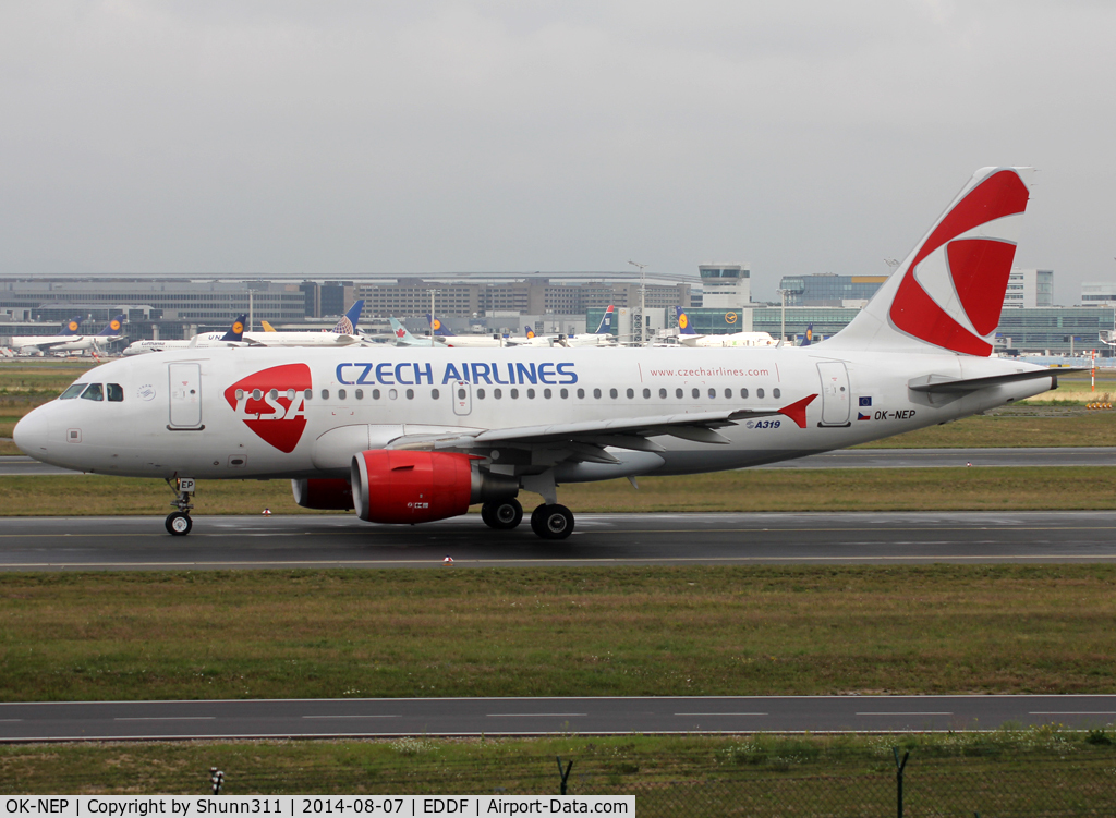 OK-NEP, 2008 Airbus A319-111 C/N 3660, Taxiing holding point rwy 18 for departure...