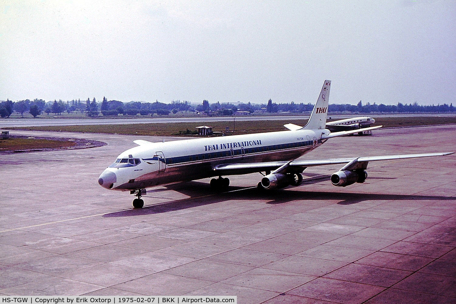 HS-TGW, 1960 Douglas DC-8-32 C/N 45416, HS-TGW in BKK (Don Muang) 1975-02-07