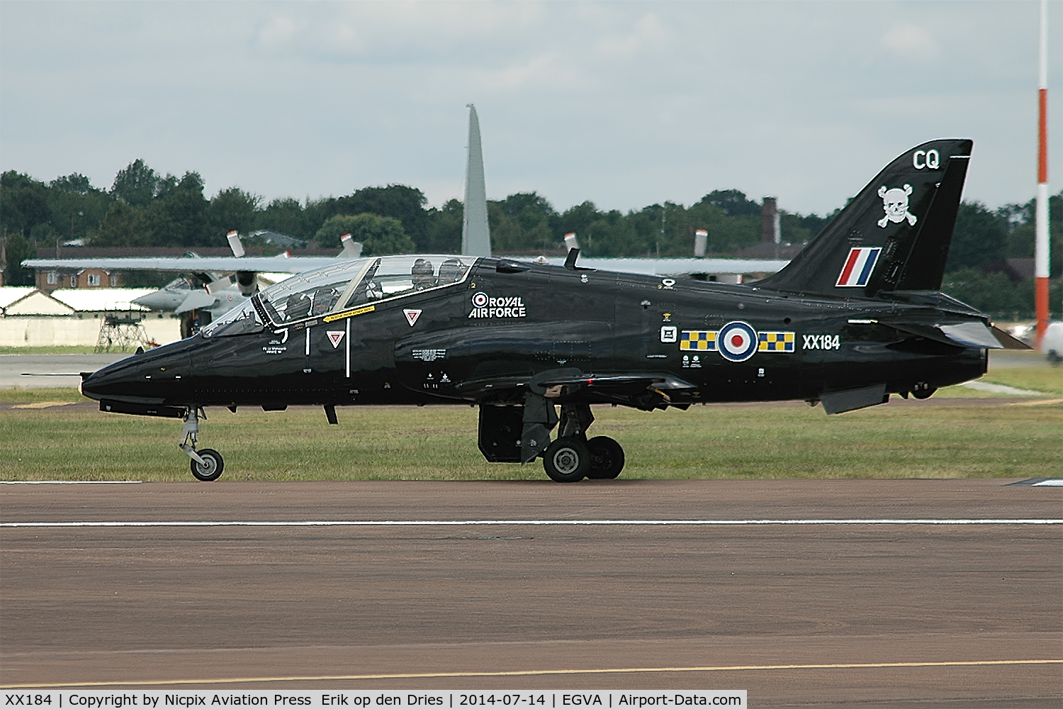 XX184, 1977 Hawker Siddeley Hawk T.1 C/N 031/312031, XX184 is a Hawk T.1A of the inventory of no. 100 sqn, RAF.