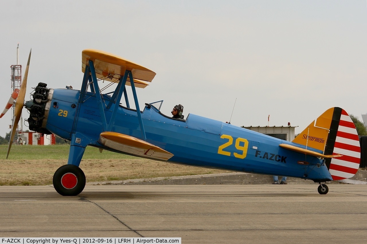 F-AZCK, 1941 Boeing A75N1 (PT-17) C/N 75-1653, Boeing Stearman A, Taxiing, Lann Bihoué Air Base (LFRH-LRT) Open day 2012