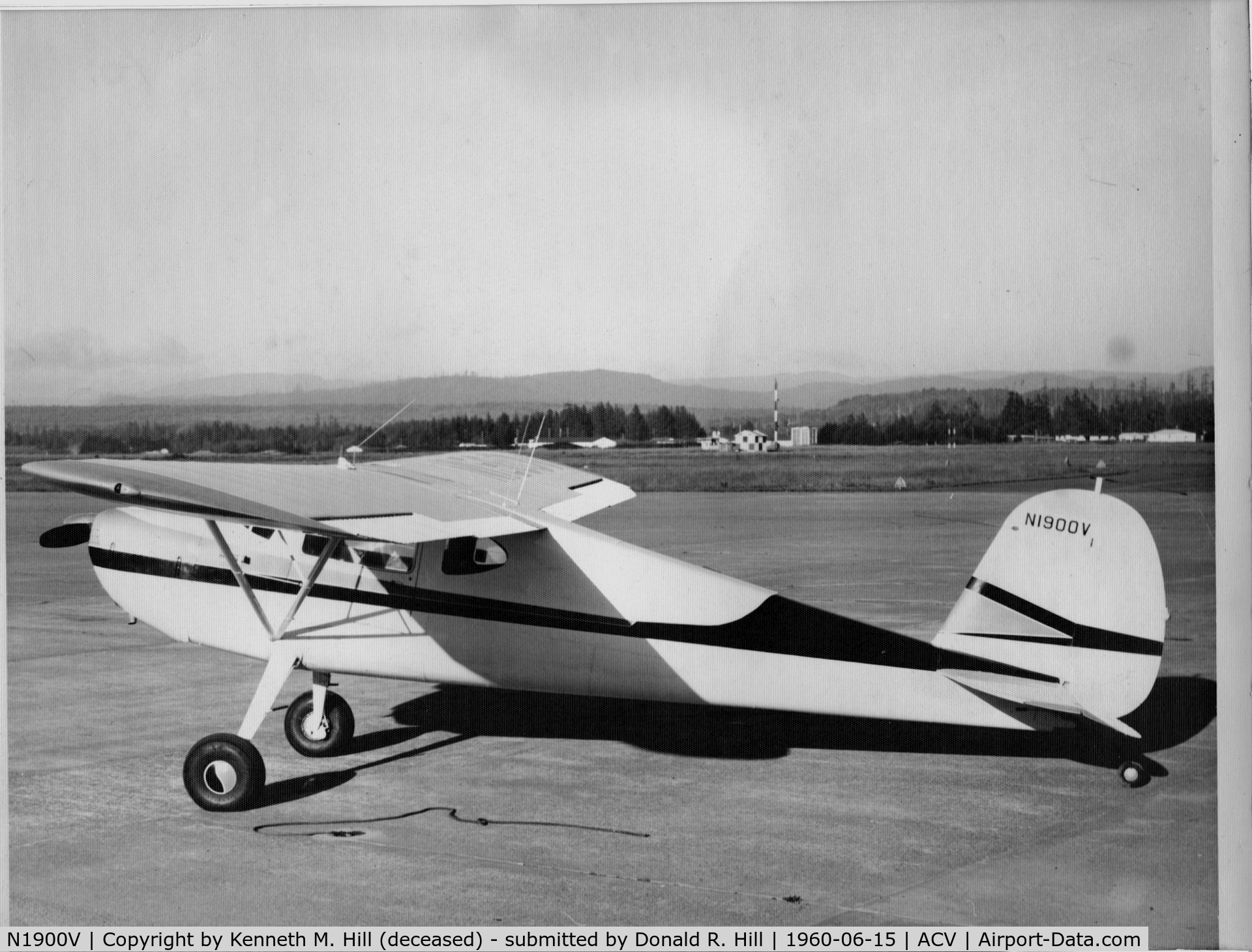 N1900V, 1947 Cessna 140 C/N 14091, Taken at Arcata/Eureka Airport (ACV) circa 1960; Jointly owned then by Kenneth M. Hill and James J. Hill