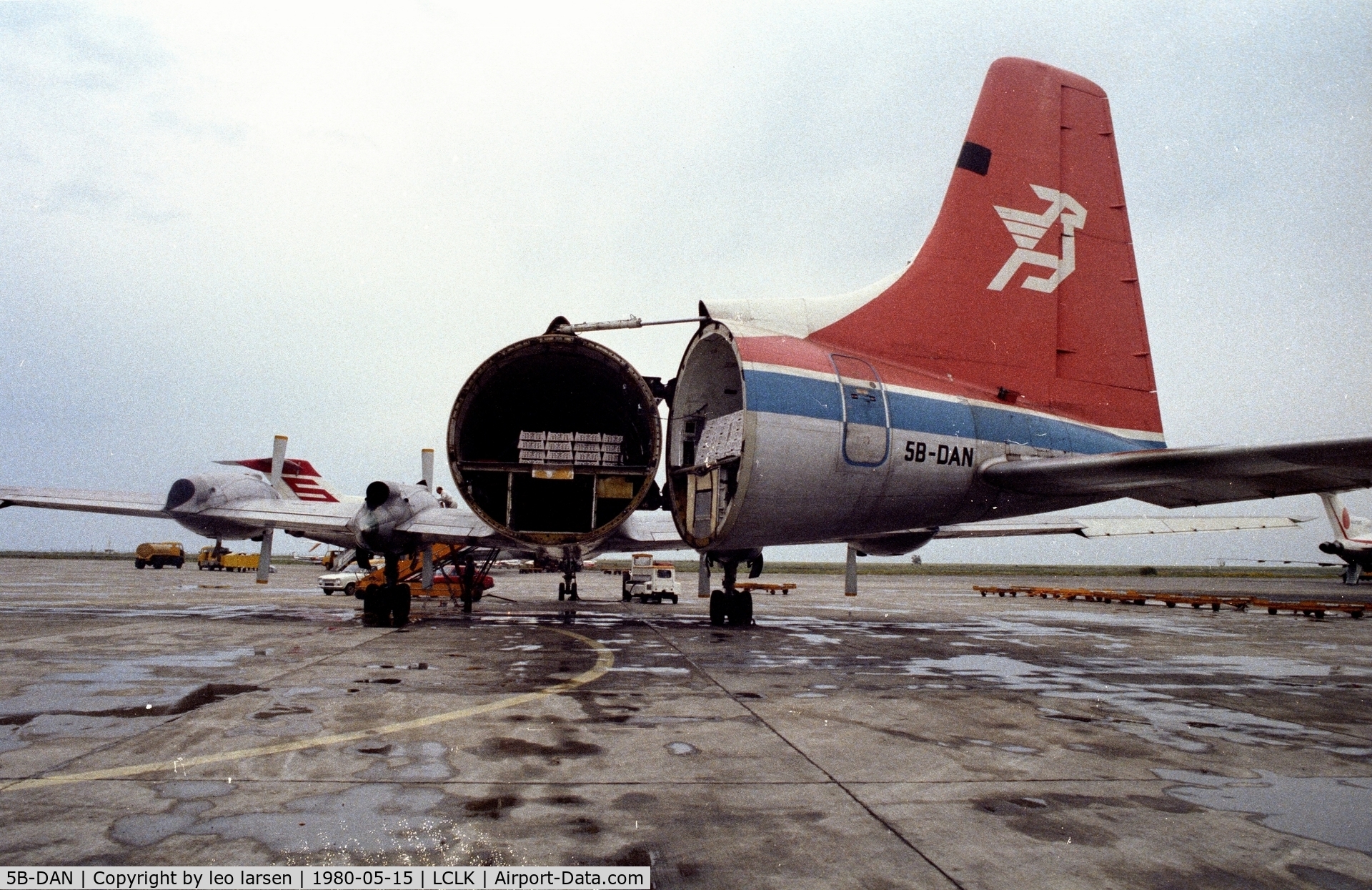 5B-DAN, 1962 Canadair CL-44D4-1 C/N 30, Larnaca Cyprus 15.5.80