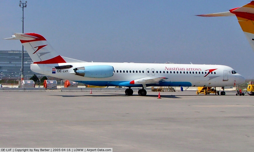 OE-LVF, 1993 Fokker 100 (F-28-0100) C/N 11483, Fokker F-100 [11483] (Austrian Arrows) Vienna-Schwechat~OE 16/04/2005