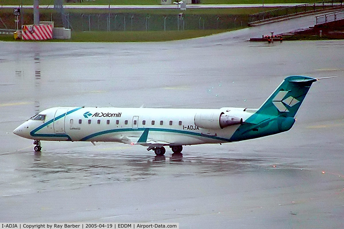 I-ADJA, 2000 Canadair CRJ-200LR (CL-600-2B19) C/N 7478, Canadair CRJ-200LR [7478] (Air Dolomiti) Munich-Franz Josef Strauss~D 19/04/2005. Taken during a rain storm.
