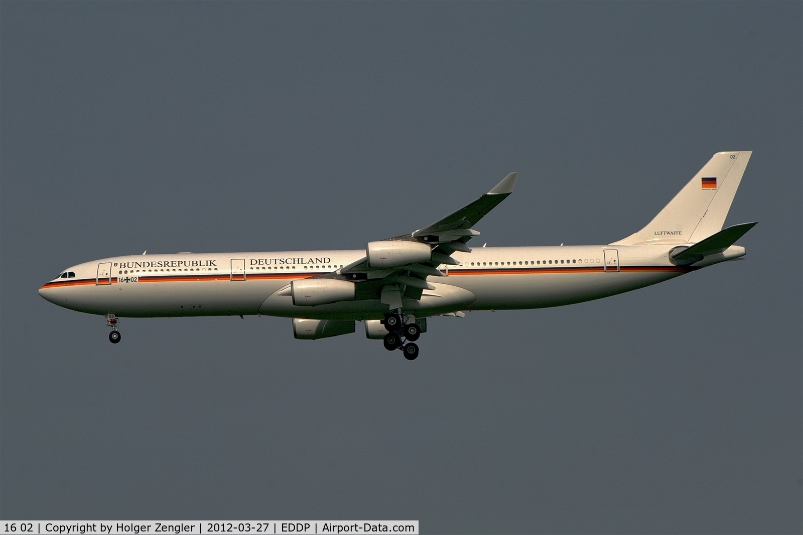 16 02, 2000 Airbus A340-313X C/N 355, German governmental aircraft is doing some t&g.....