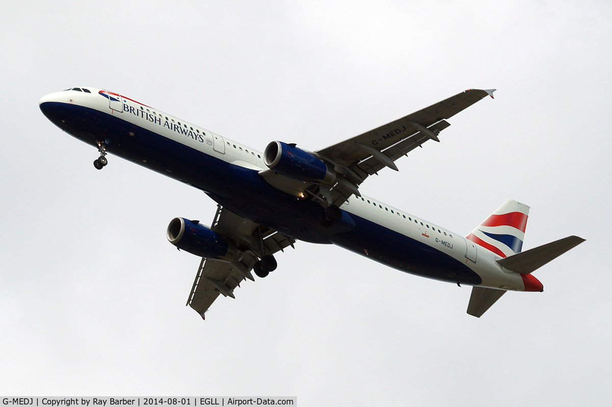G-MEDJ, 2004 Airbus A321-231 C/N 2190, Airbus A321-231 [2190] (British Airways) Home~G 01/08/2014. On approach 27R.