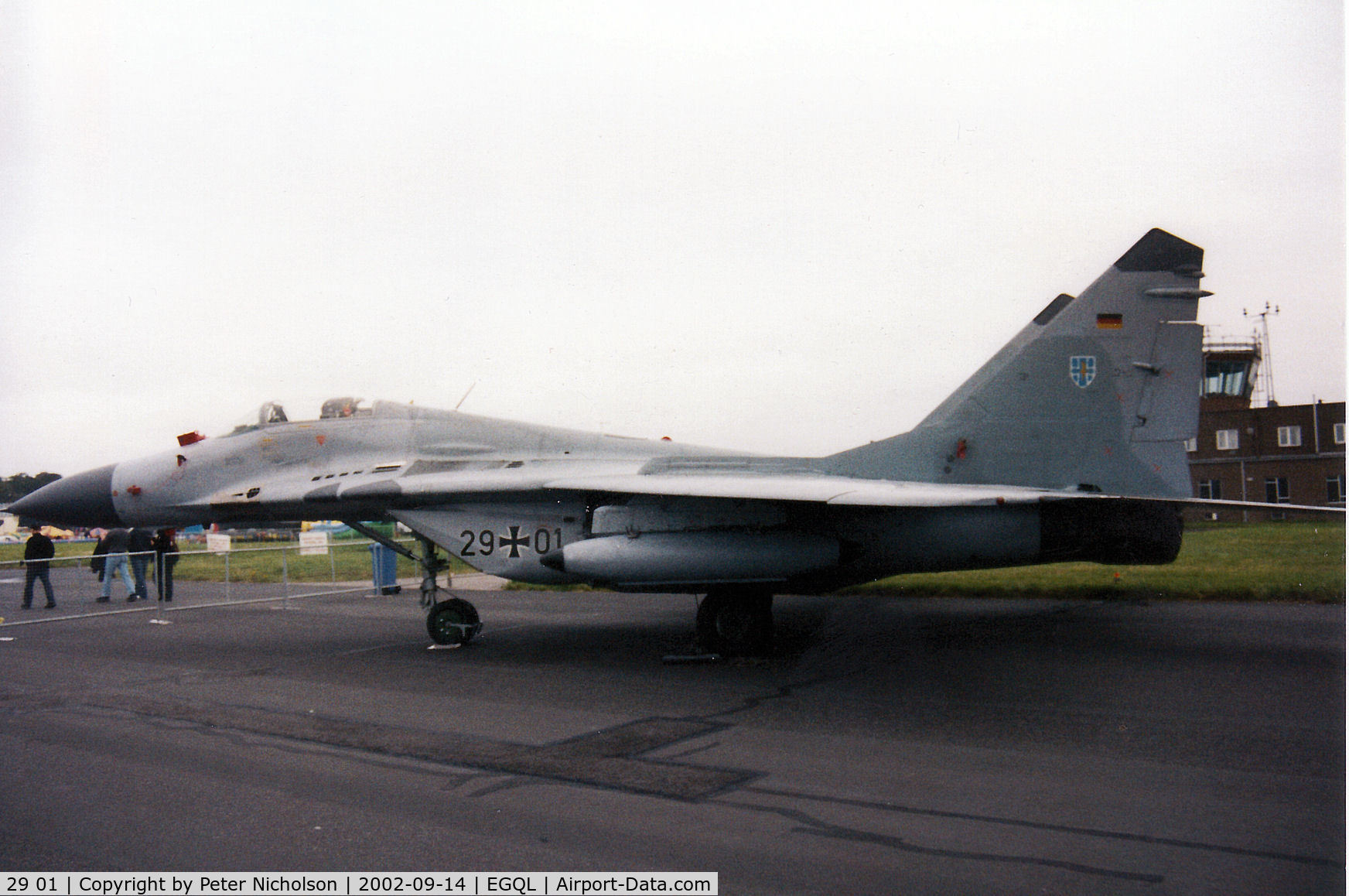 29 01, 1988 Mikoyan-Gurevich MiG-29G C/N 2960525106/3412, MiG-29A, callsign German Air Force 2905, of JG-73 on display at the 2002 RAF Leuchars Airshow.