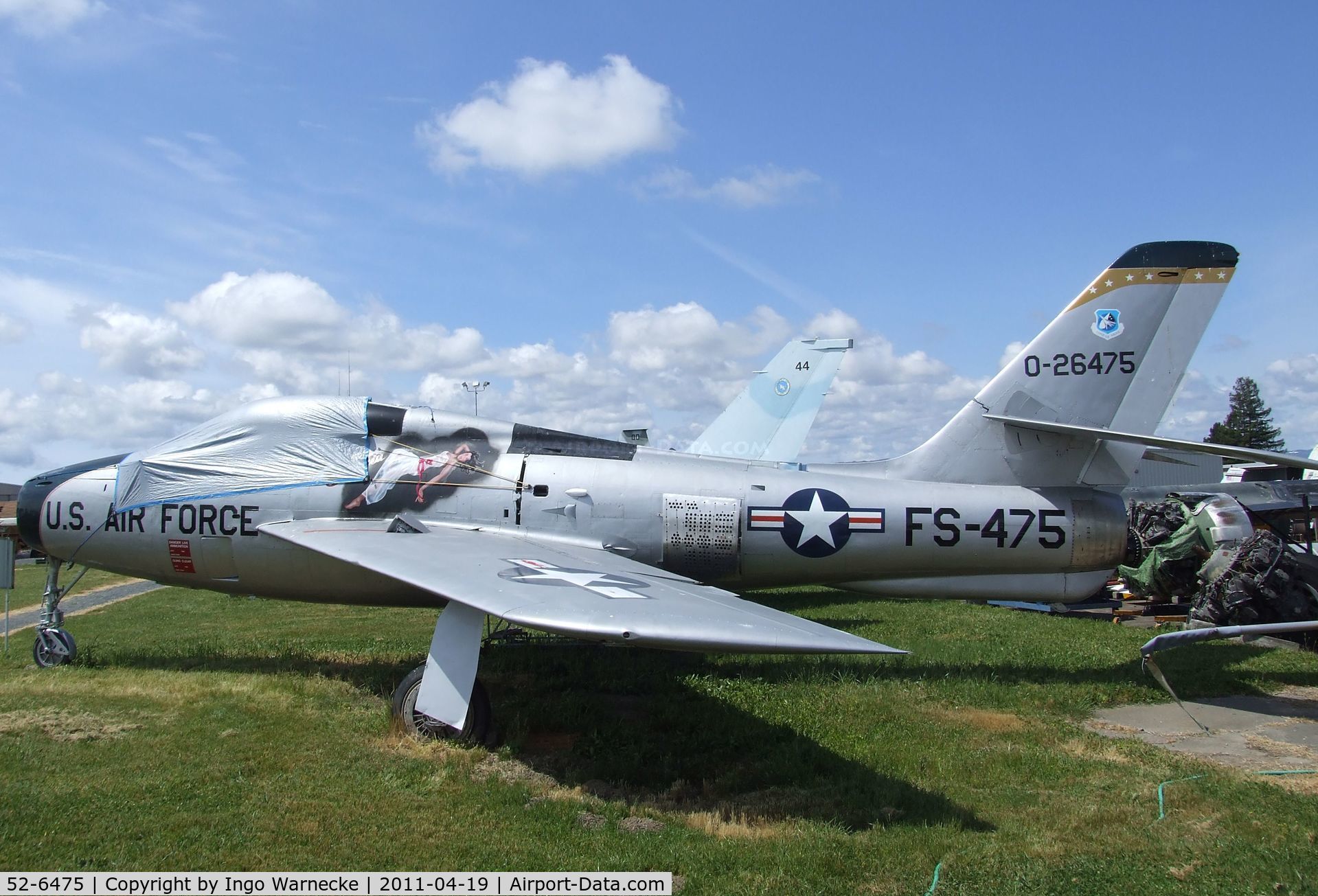 52-6475, 1952 Republic F-84F Thunderstreak C/N Not found 52-6475, Republic F-84F Thunderstreak at the Pacific Coast Air Museum, Santa Rosa CA