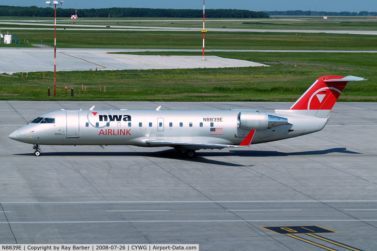 N8839E, 2003 Bombardier CRJ-440 (CL-600-2B19) C/N 7839, Canadair CRJ-200LR [7839] (Northwest Airlines Airlink) Winnipeg-International~C 26/07/2008