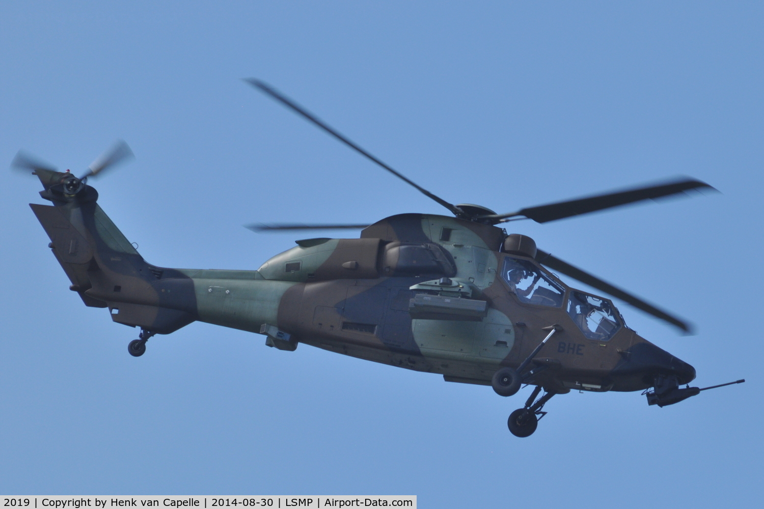 2019, Eurocopter EC-665 Tigre HAP C/N 2019, Eurocopter Tigre attack helicopter of the French Army at Payerne Air Base, Switzerland.