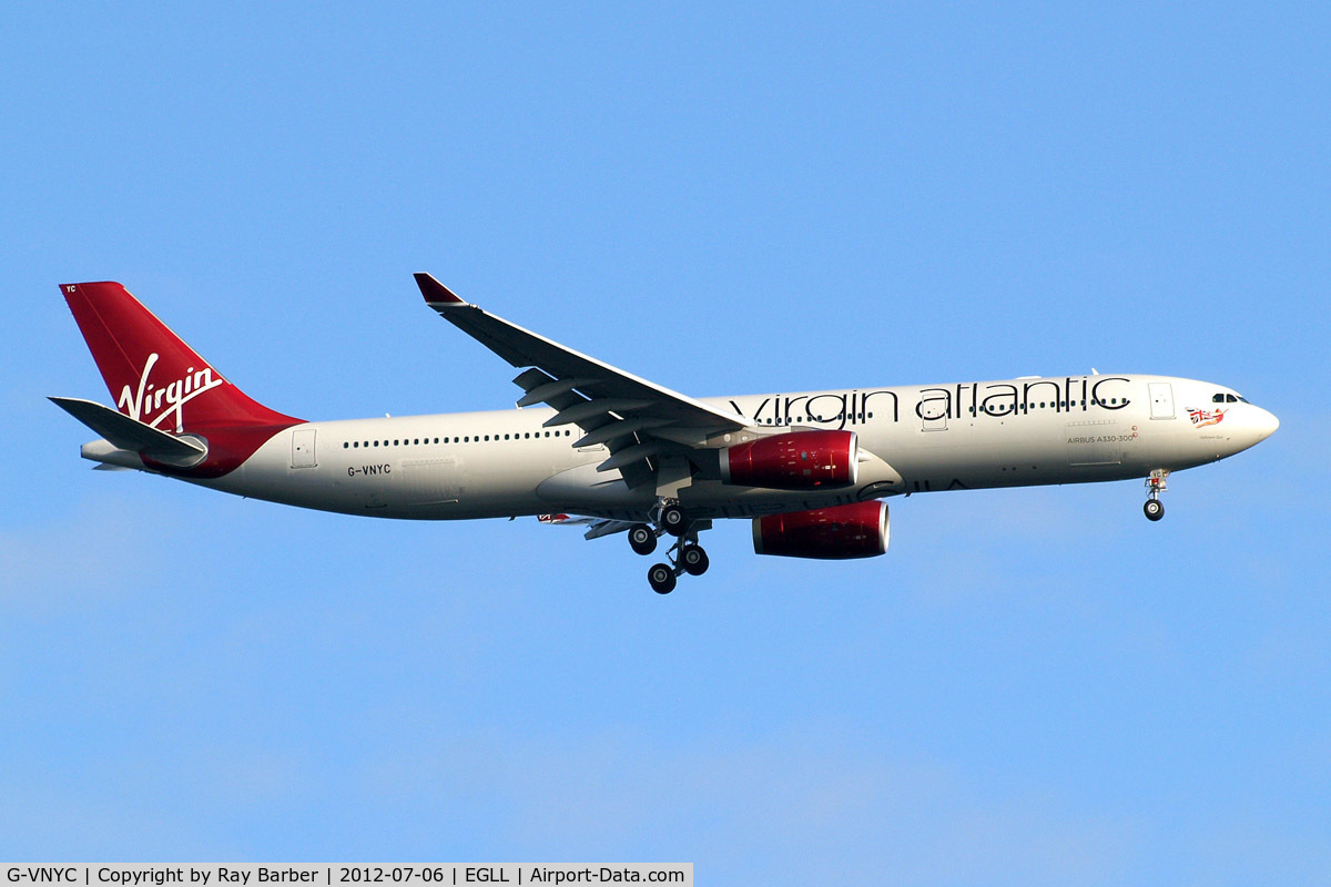 G-VNYC, 2012 Airbus A330-343X C/N 1315, Airbus A330-343X [1315] (Virgin Atlantic) Home~G 06/07/2012. On approach 27L.
