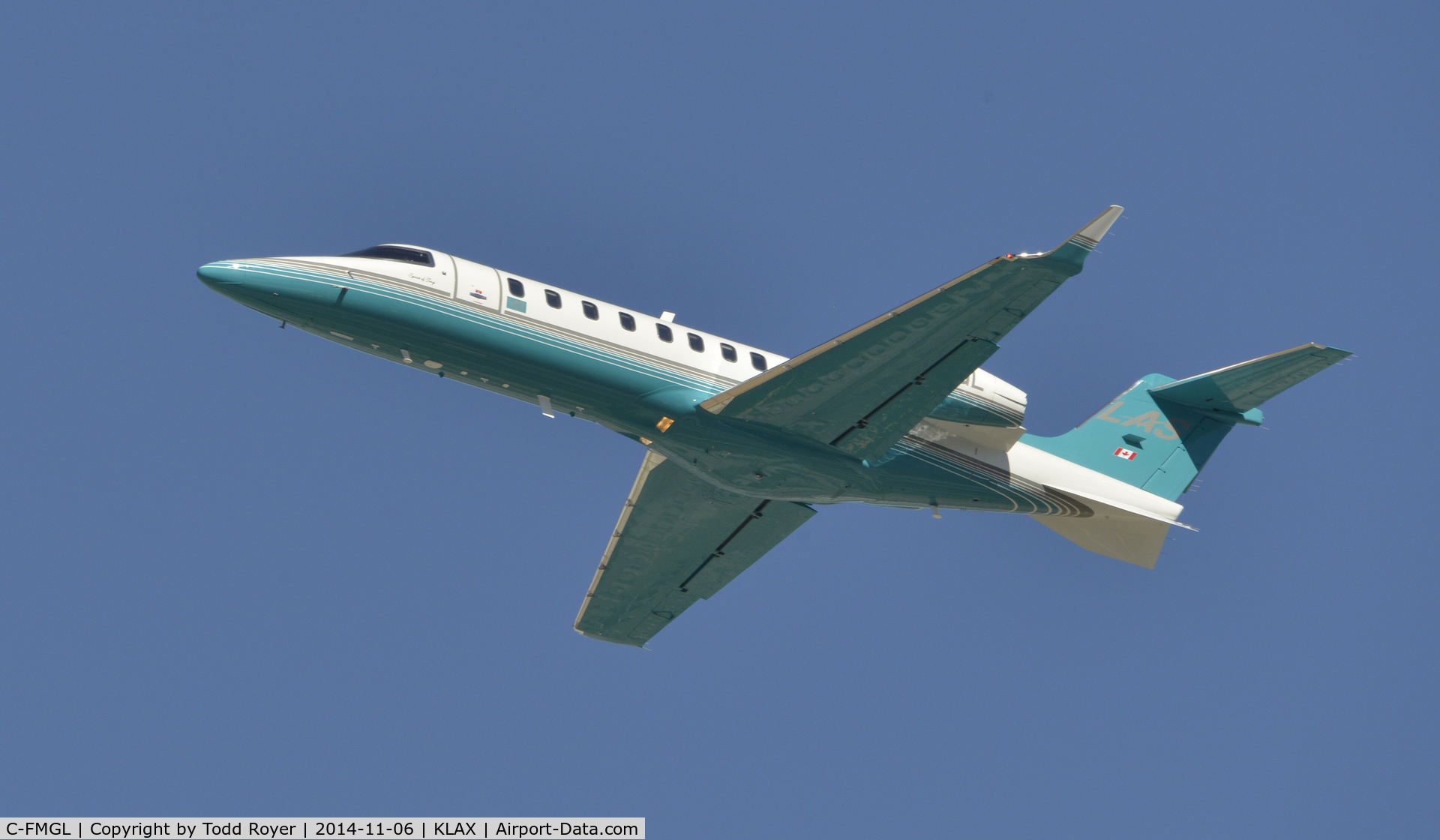 C-FMGL, 2013 Learjet 45 C/N 45-463, Departing LAX on 25L