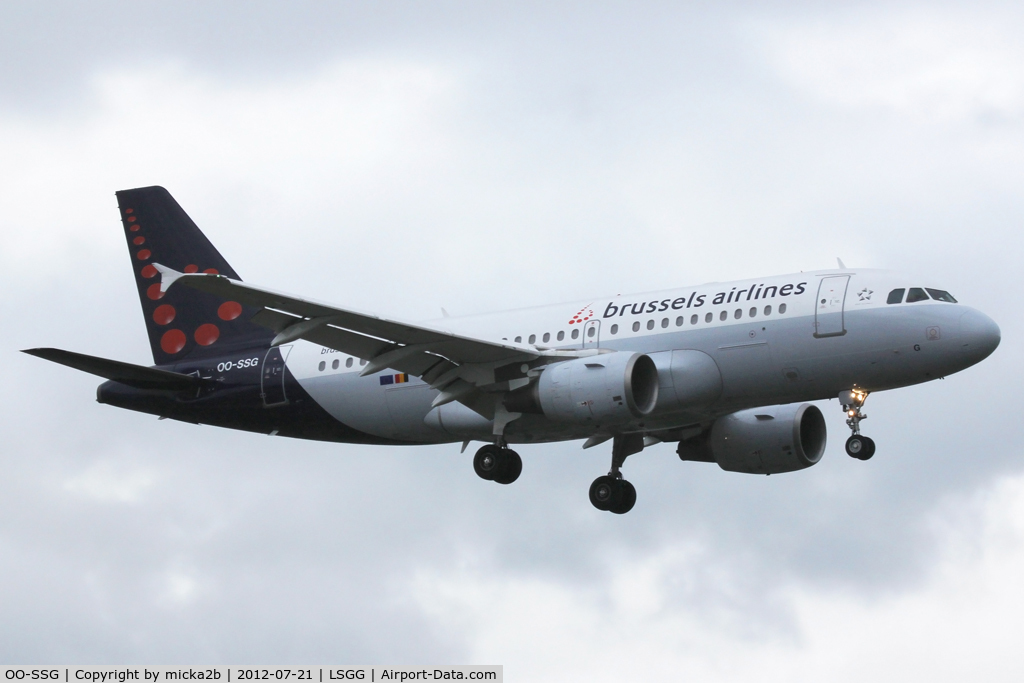 OO-SSG, 2000 Airbus A319-112 C/N 1160, Landing. Scraped in september 2020.