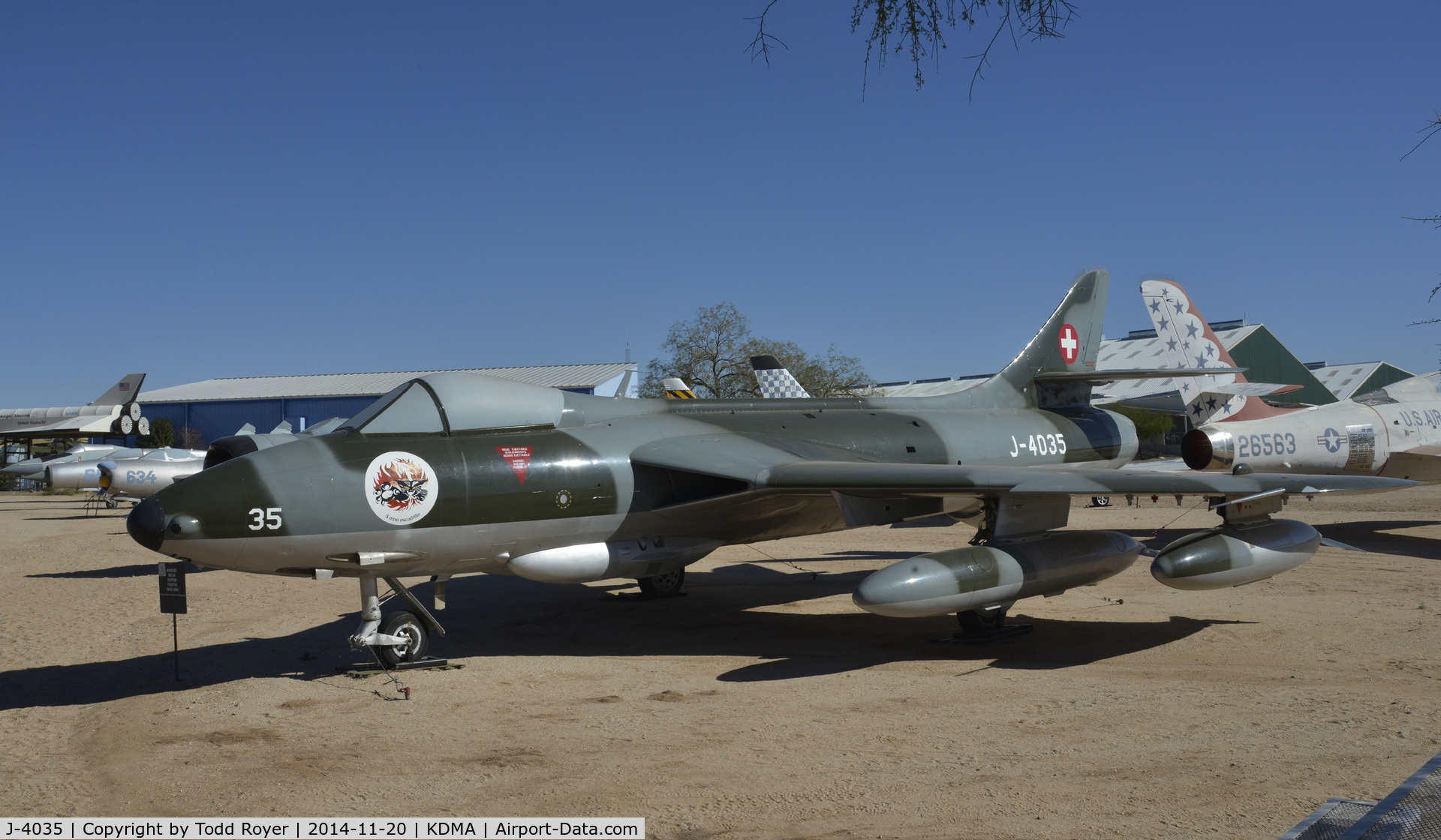 J-4035, Hawker Hunter F.58 C/N 41H-697402, On display at the Pima Air and Space Musem