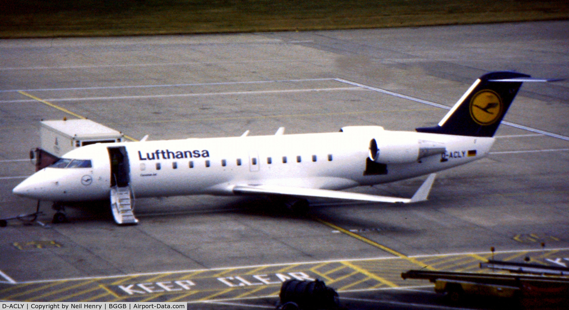 D-ACLY, 1996 Canadair CRJ-200LR (CL-600-2B19) C/N 7119, Scanned from original slide taken at Birmingham, UK in 1996