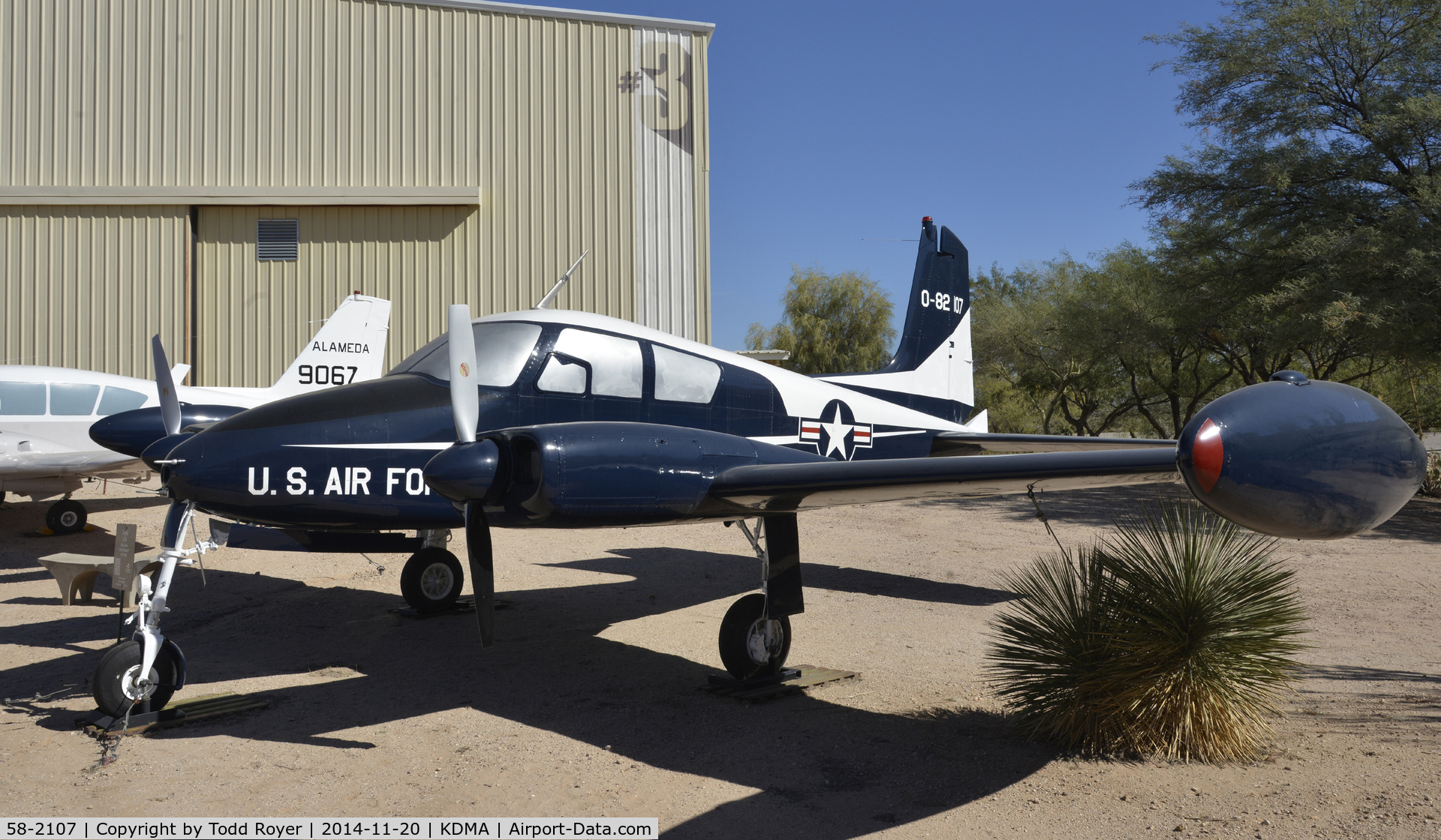58-2107, 1958 Cessna U-3A Blue Canoe (310A) C/N 38081, On display at the Pima Air and Space Museum