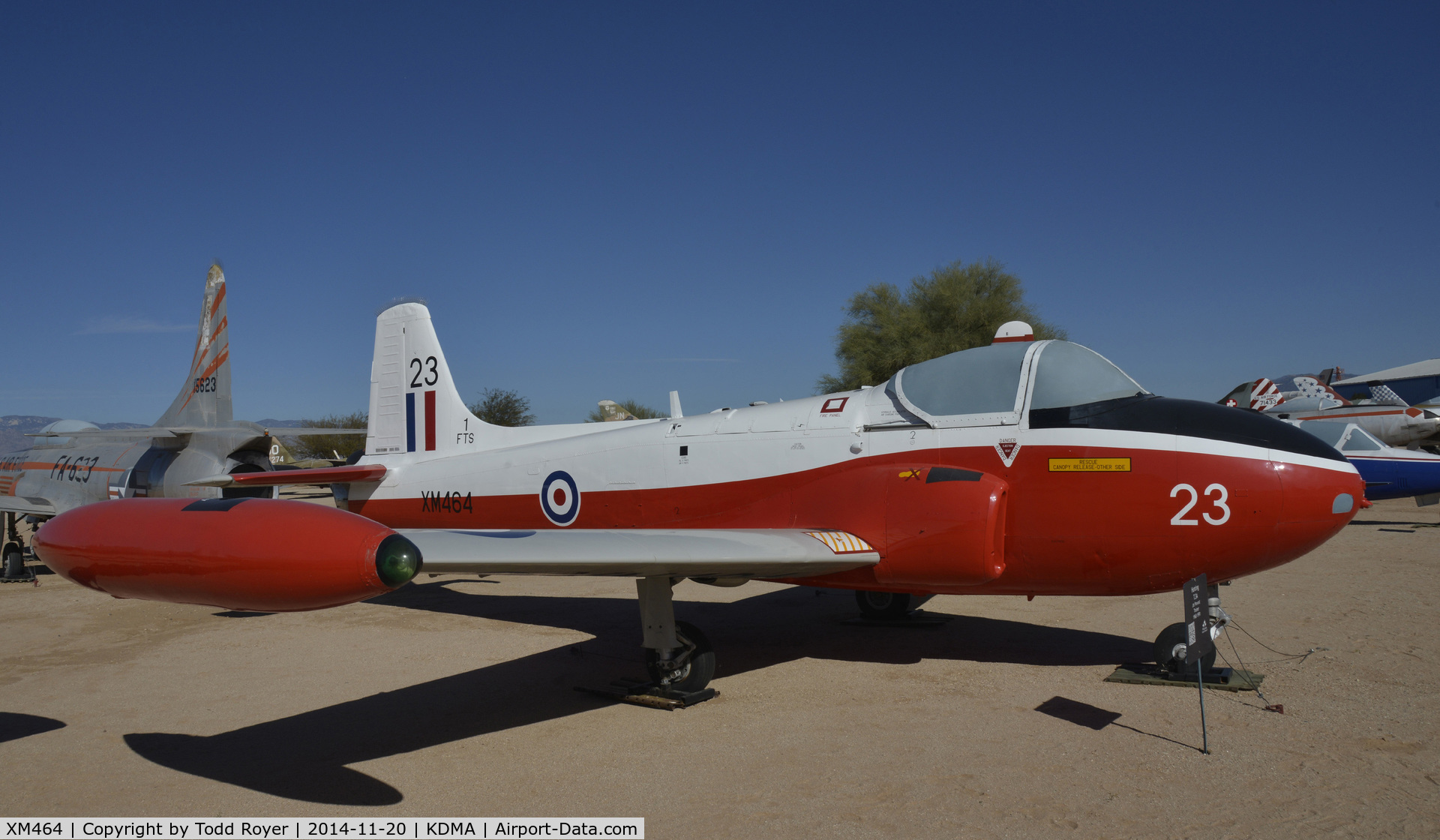 XM464, 1960 Hunting P-84 Jet Provost T.3A C/N PAC/W/9272, On display at the Pima Air and Space Museum