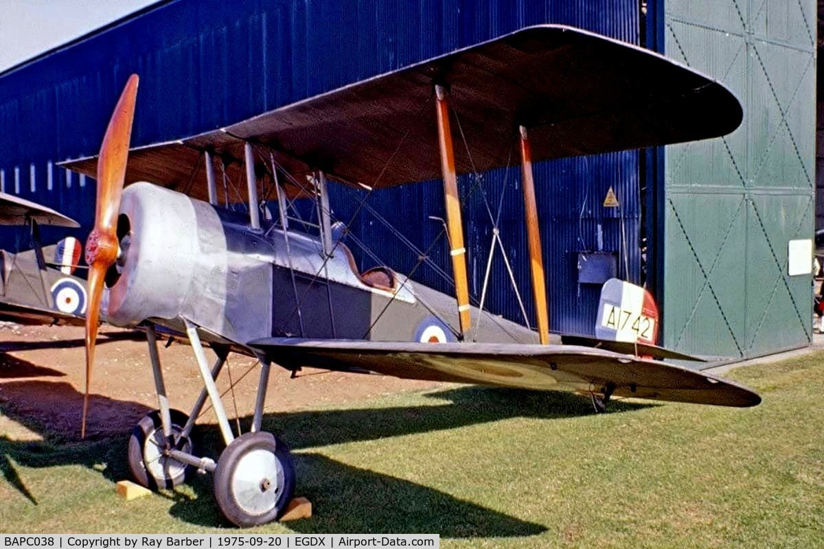 BAPC038, 1962 Bristol Scout D Replica C/N BAPC.038, Bristol Scout D Replica [Unknown] St Athan~G 20/09/1975. From a slide.