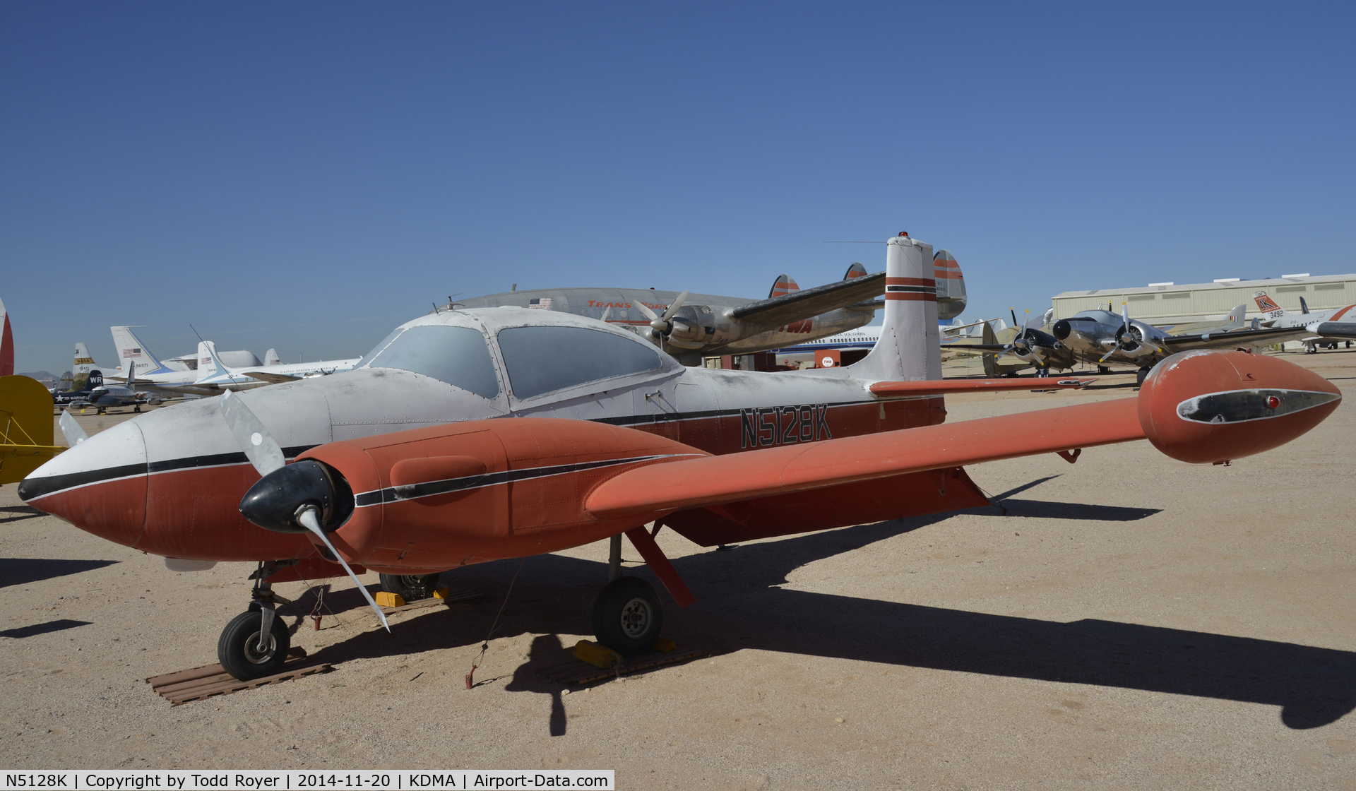 N5128K, Riley-Temco D-16 Twin Navion C/N TTN-29 (NAV-4-2028B), On display at the Pima Air and Space Museum
