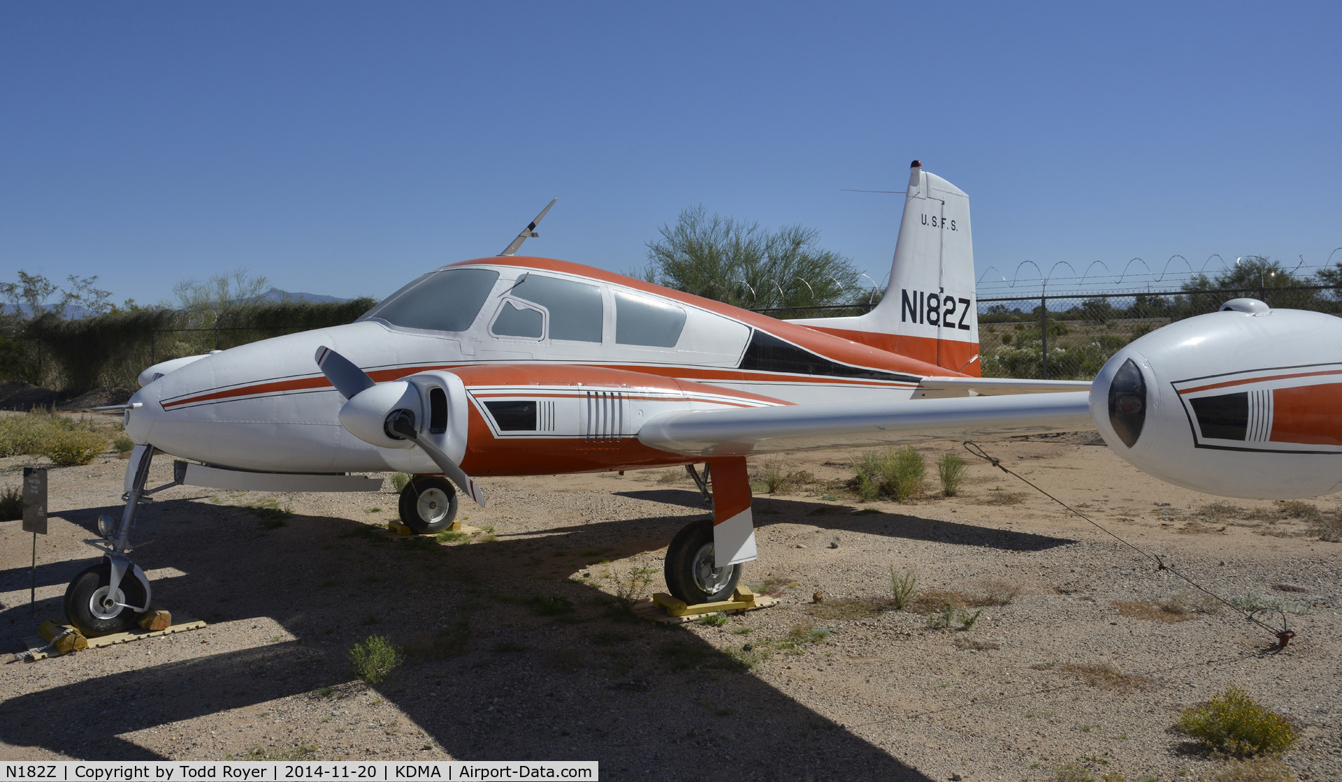 N182Z, 1958 Cessna U-3A Blue Canoe (310A) C/N 38157, On display at the Pima Air and Space Museum