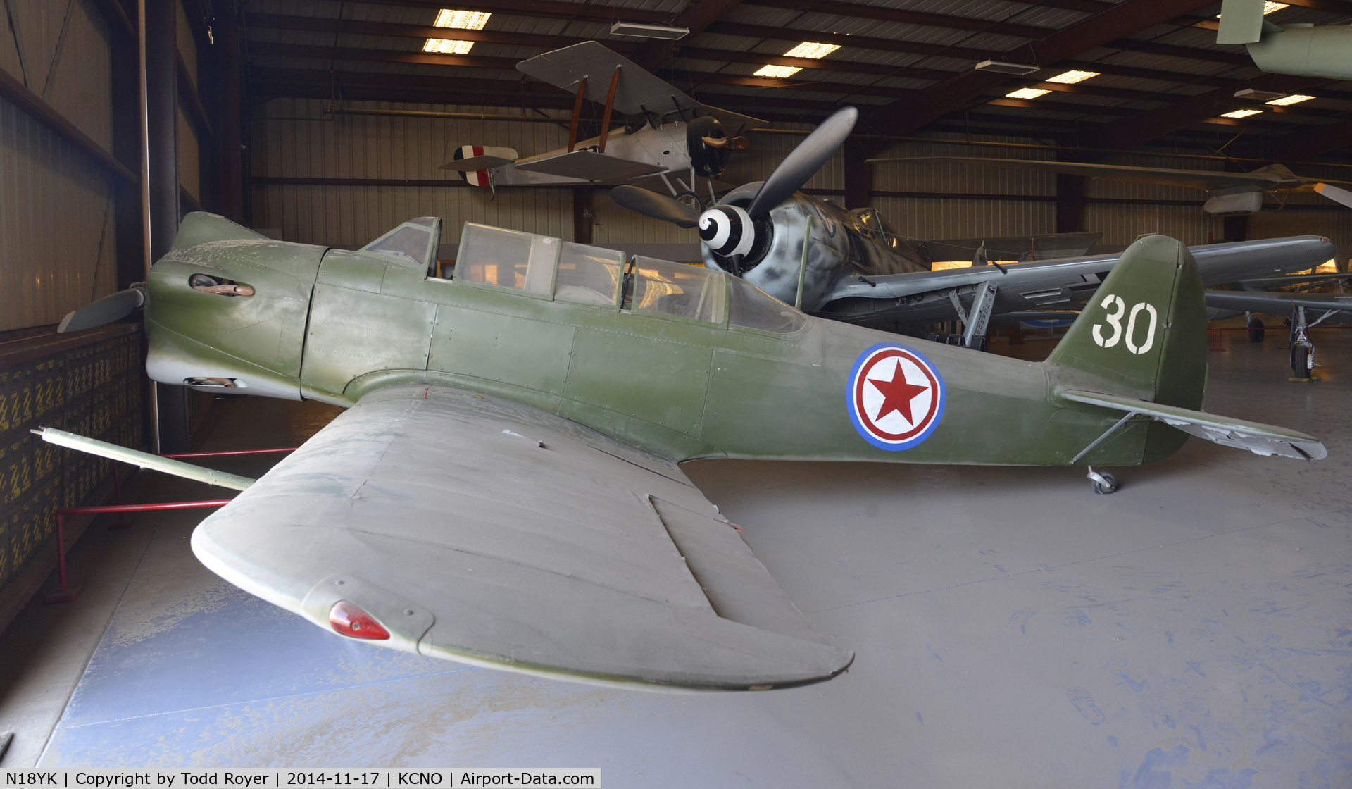 N18YK, Yakovlev Yak-18 C/N 18-1432030, On display at the Planes of Fame Chino location