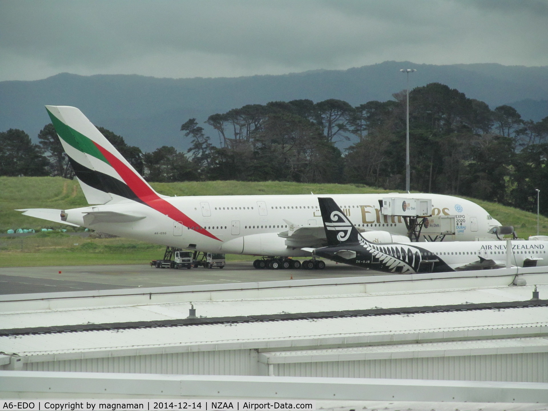 A6-EDO, 2010 Airbus A380-861 C/N 057, on apron - taken through glass from observation gallery