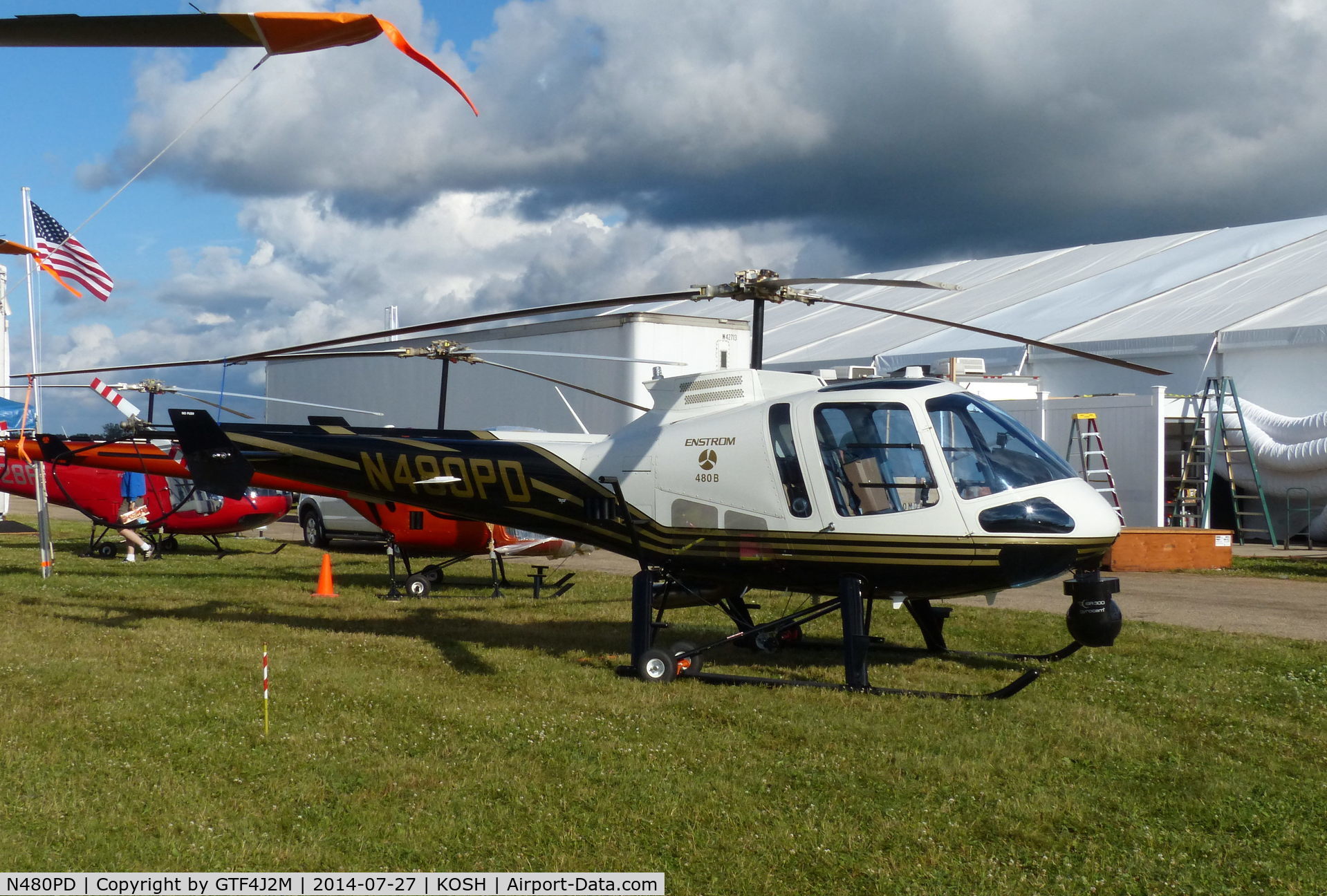 N480PD, 2013 Enstrom 480B C/N 5157, N480PD   at Oskosh 27.7.14, at least the 3rd Enstrom 480B in these marks