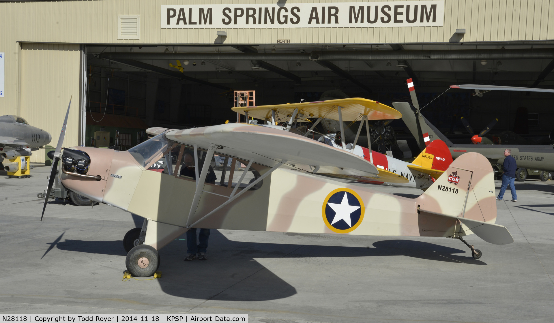 N28118, 1940 Piper J3L-65 Cub C/N 4594, On display at the Palm Springs Air Museum