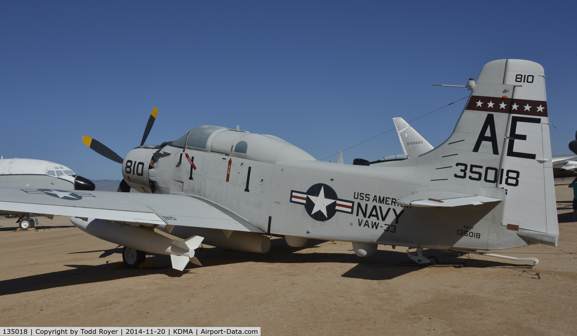 135018, Douglas EA-1F Skyraider C/N 10095, On display at the Pima Air and Space Museum
