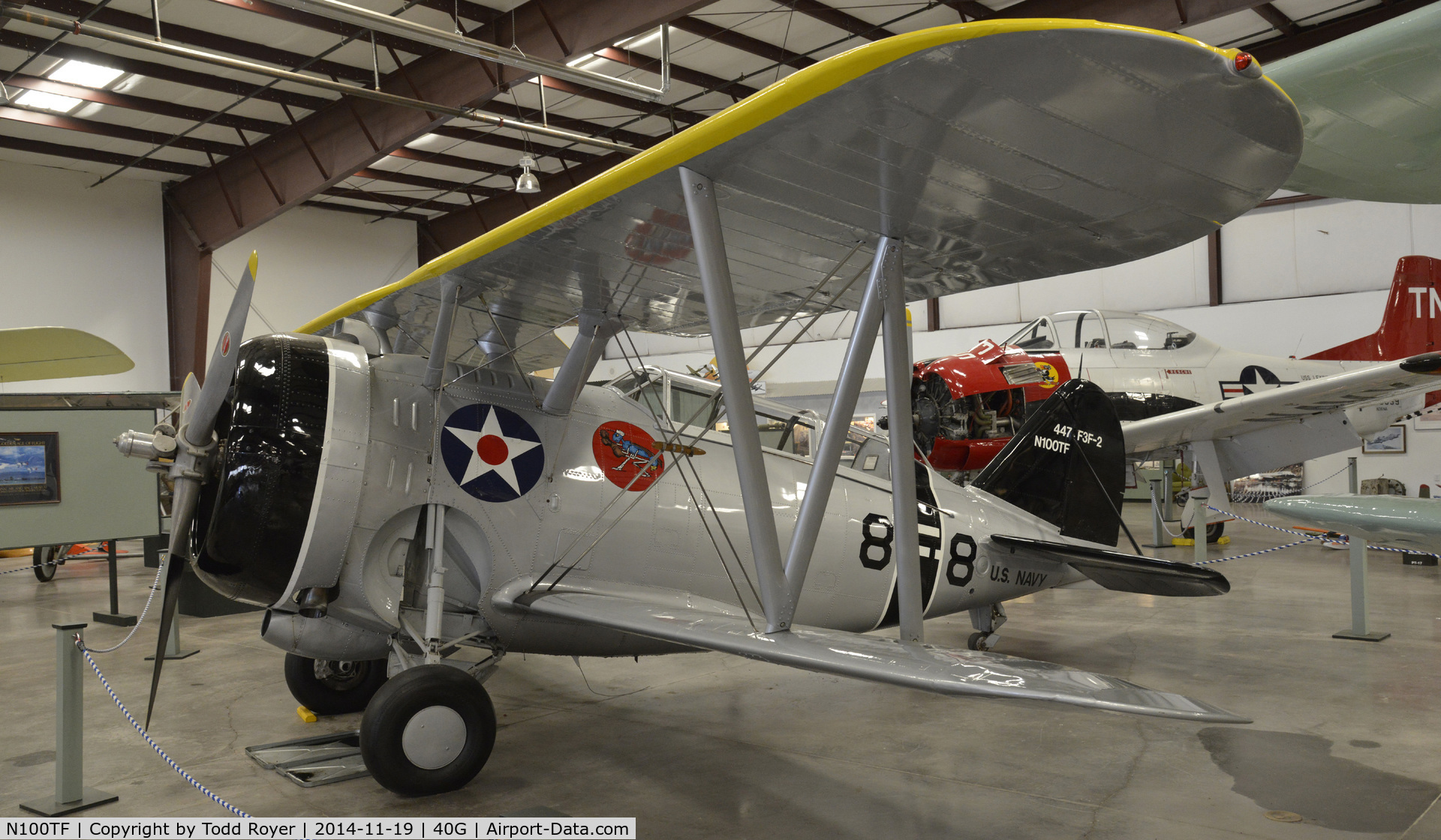 N100TF, Grumman G-32A C/N 447, On display at the Planes of Fame Valle location