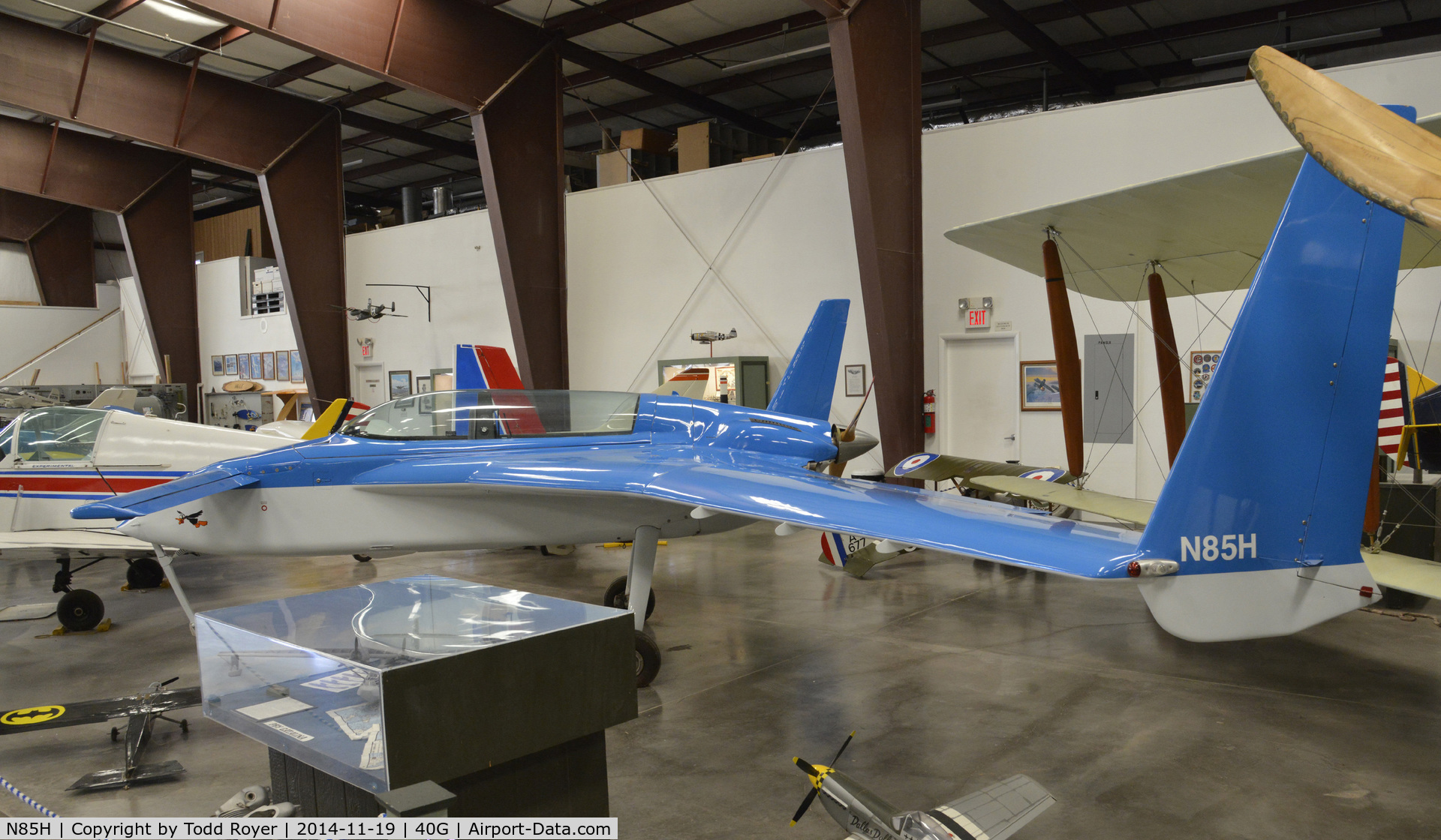 N85H, Rutan Long-EZ C/N 704, On display at the Planes of Fame Valle location