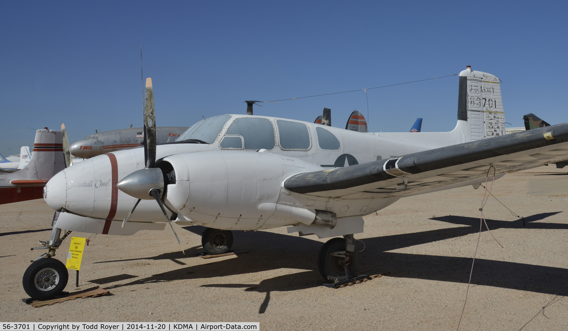 56-3701, Beech U-8D Seminole C/N LH.102, On display at the Pima Air and Space Museum